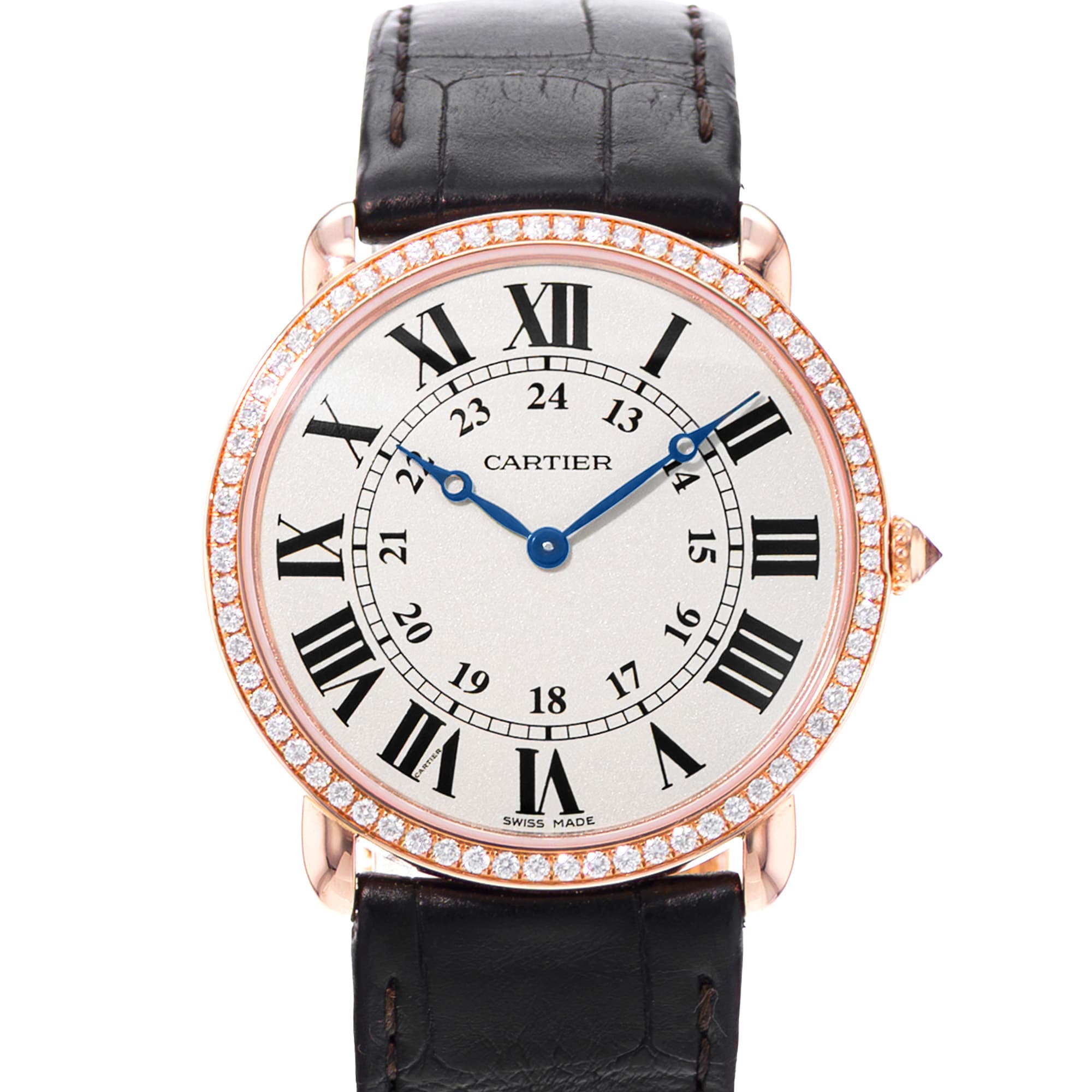 Cartier Ronde Louis 36mm WR000651 2889 Silver Diamond Rose Gold Mens Watch 2010