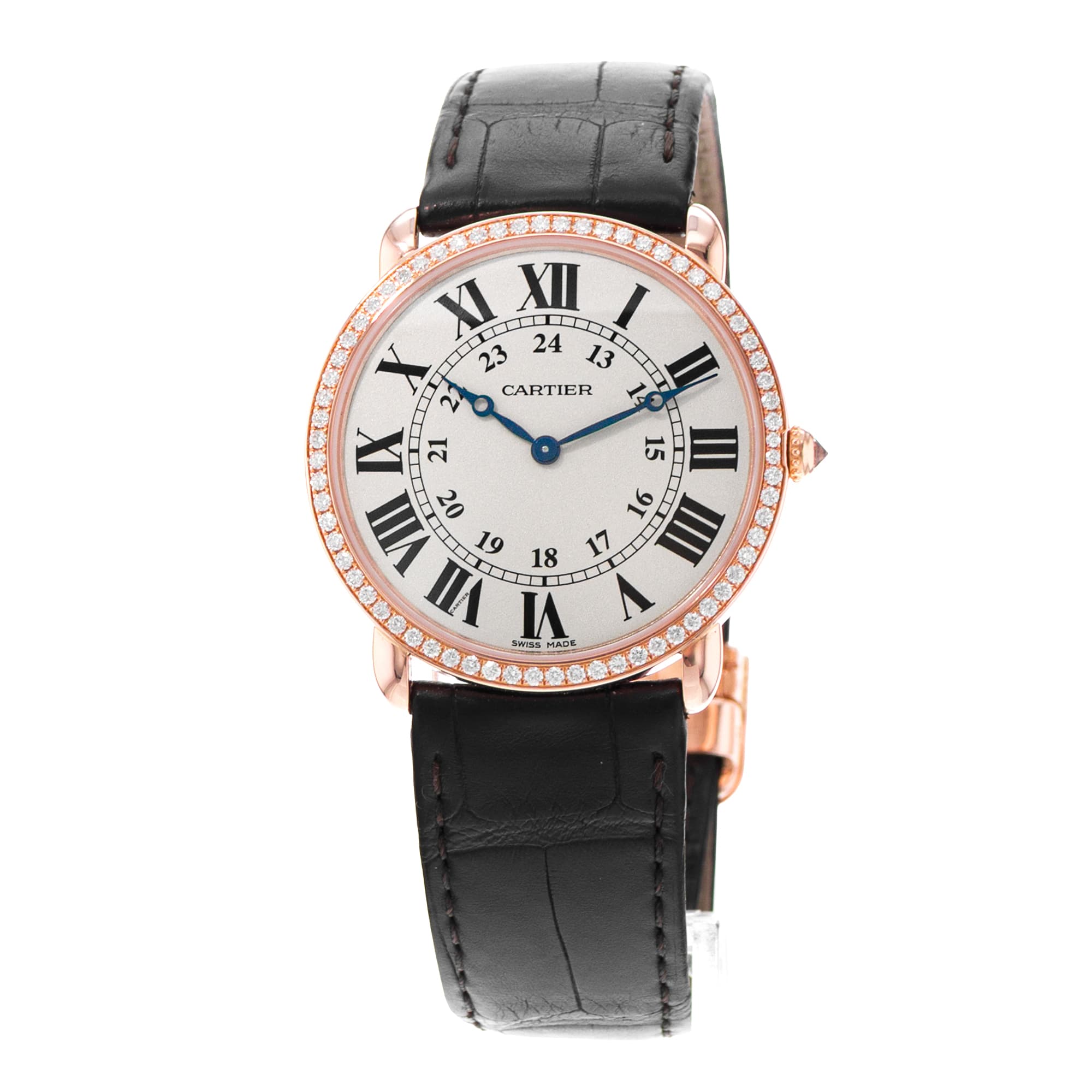 Cartier Ronde Louis 36mm WR000651 2889 Silver Diamond Rose Gold Mens Watch 2010