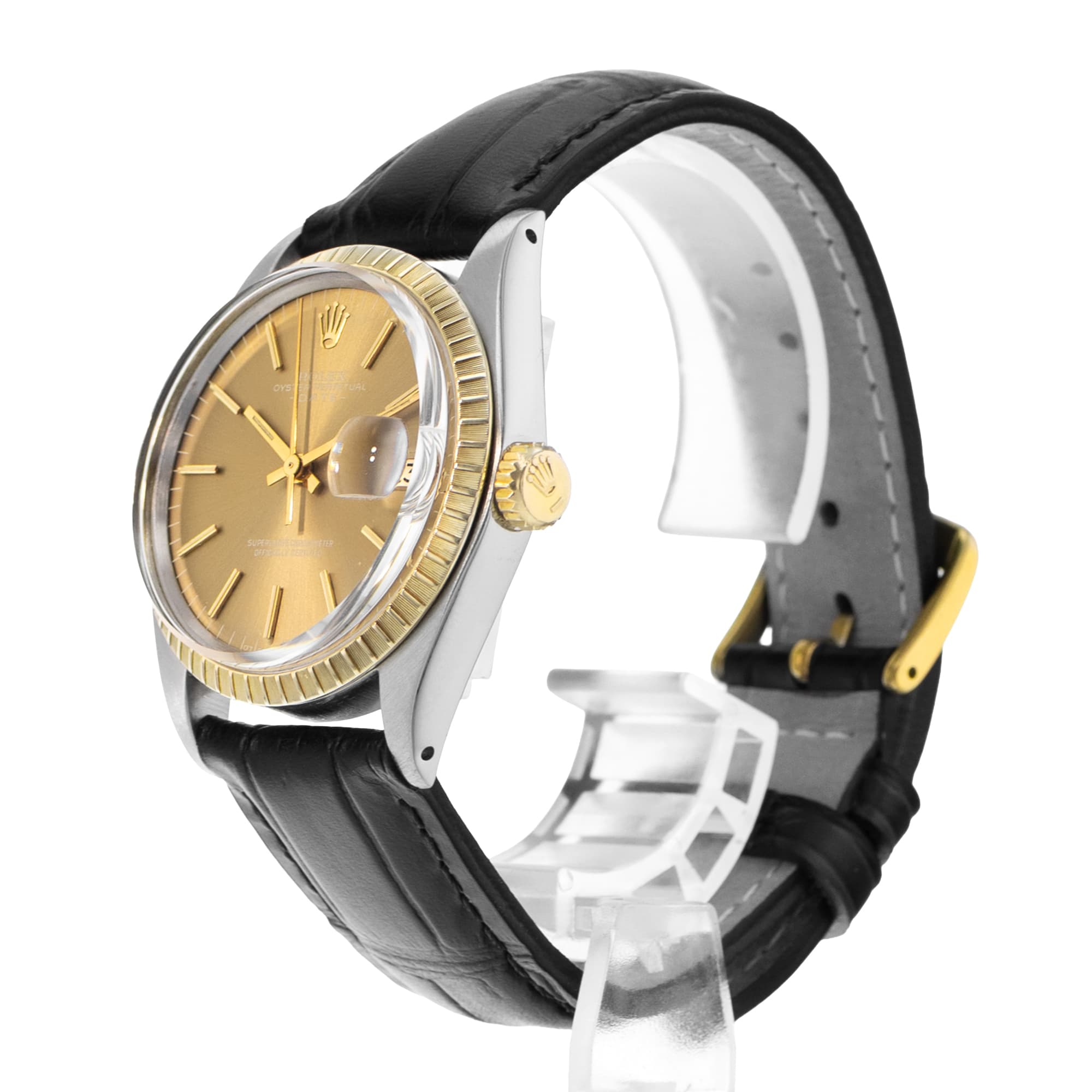 Rolex Oyster Perpetual Date 34 1505 Champagne Steel Yellow Gold Mens Watch 1972