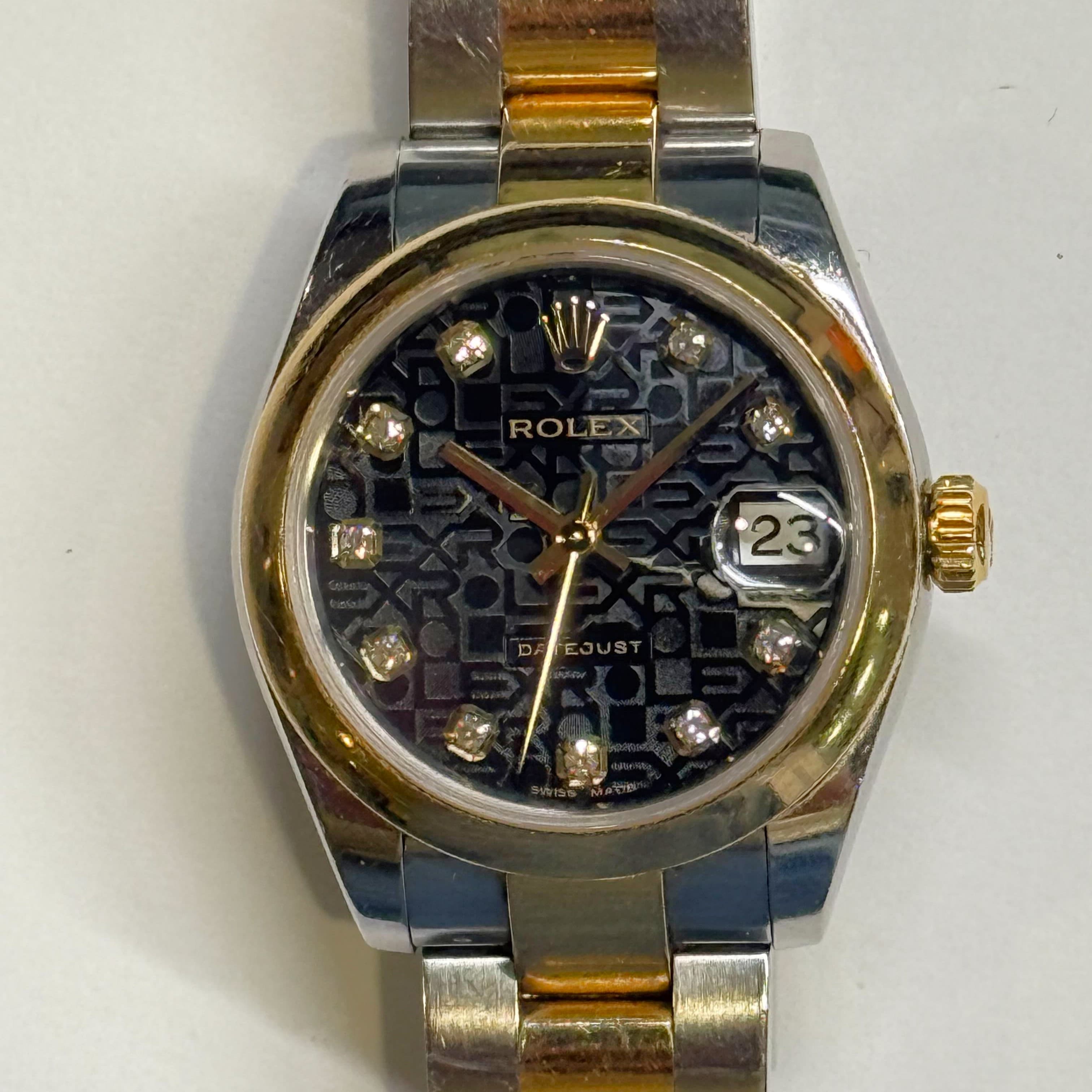 Rolex Datejust 31 178243 Black Diamond Jubilee Steel Gold Ladies Watch 2009