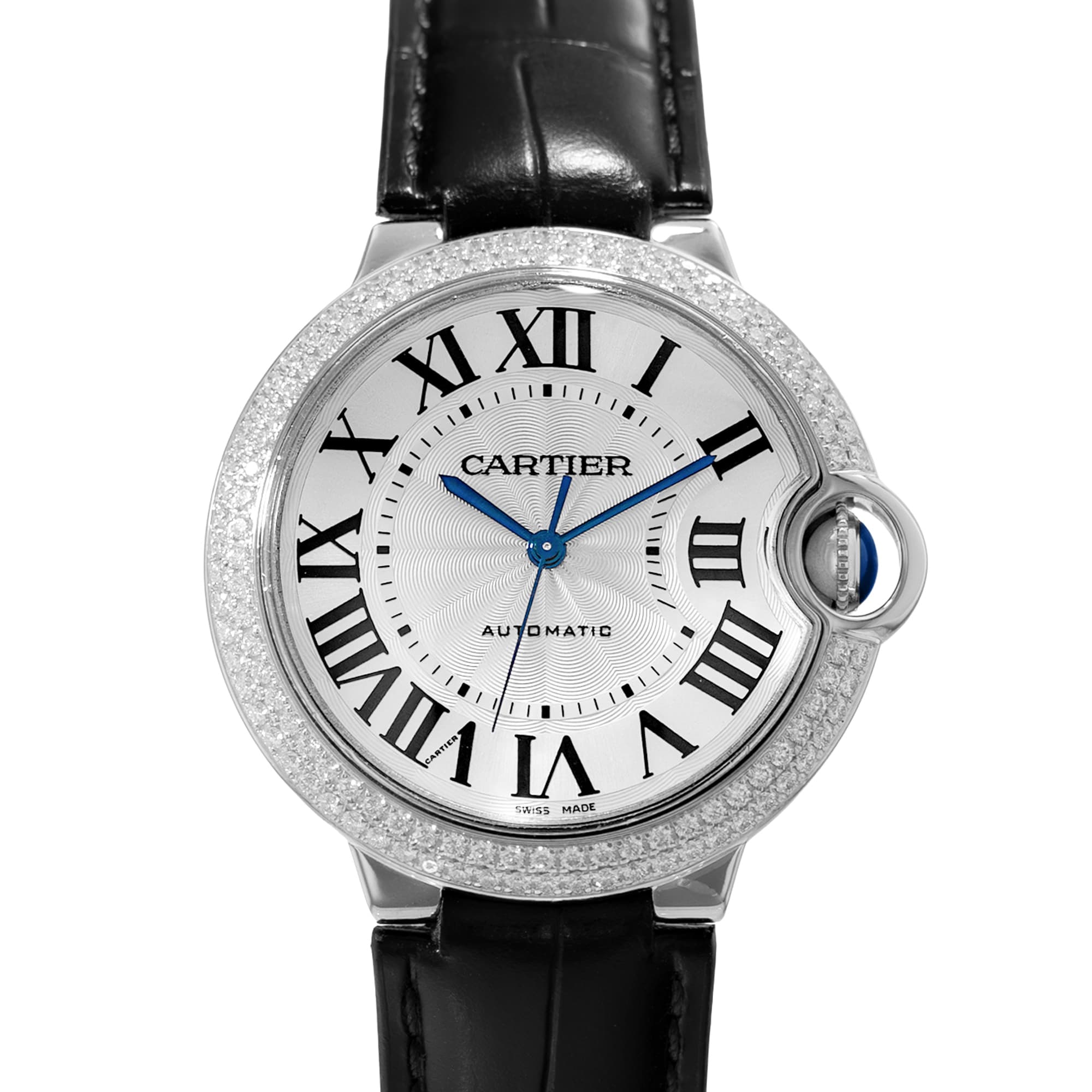 Cartier Ballon Bleu 36mm WE900651 3004 Factory Diamonds White Gold Ladies Watch