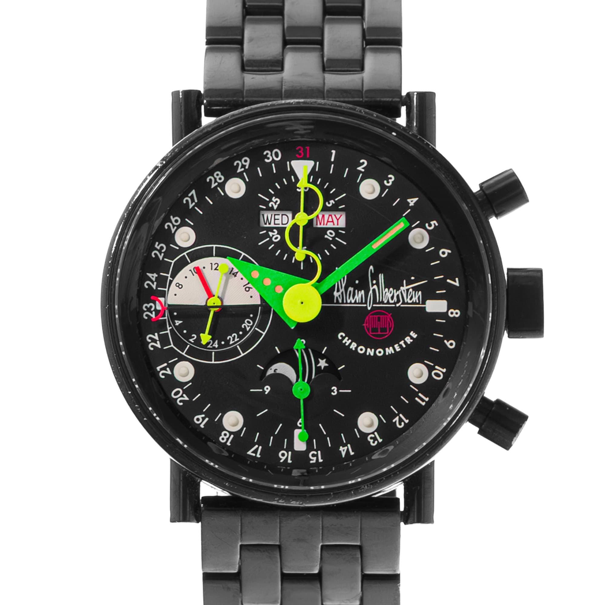 Alain Silberstein Krono Bauhaus LWO 5100 40mm Black Steel Mens Watch Card 1995