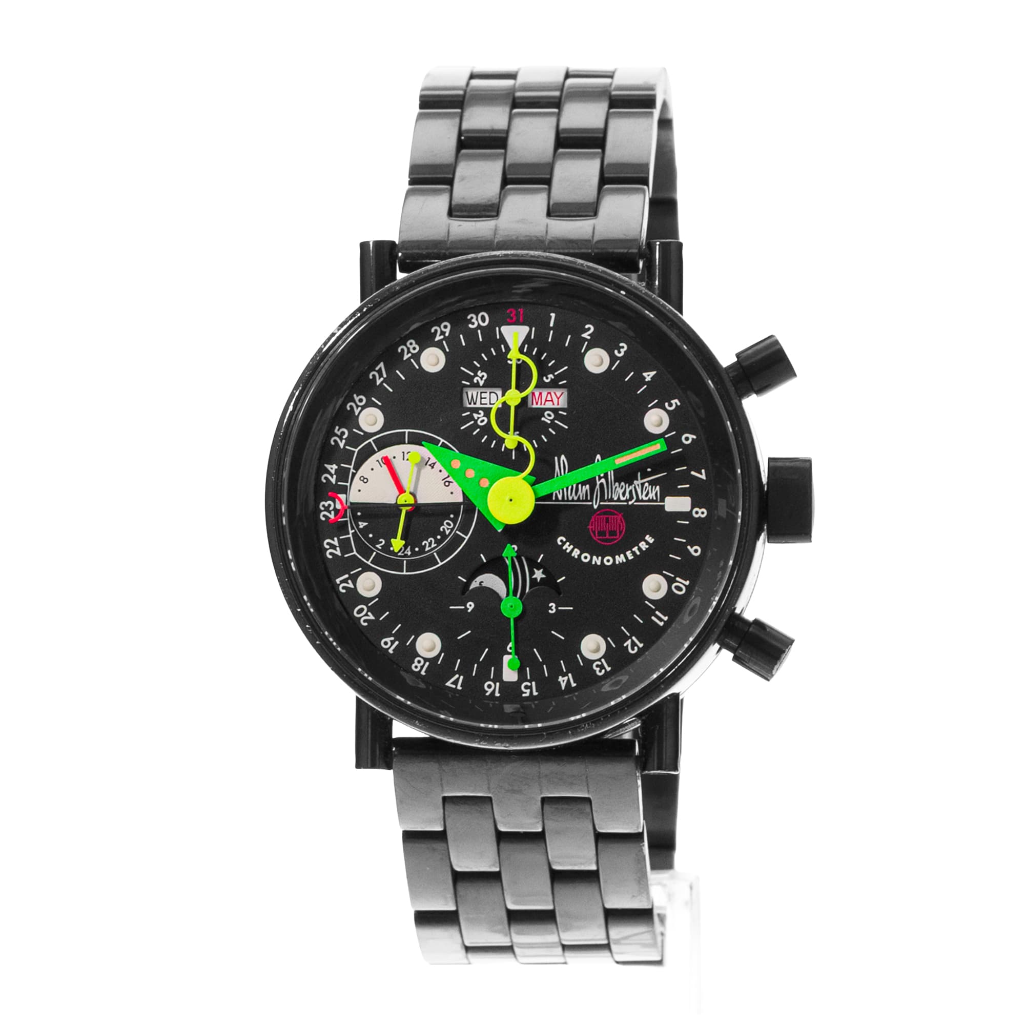 Alain Silberstein Krono Bauhaus LWO 5100 40mm Black Steel Mens Watch Card 1995