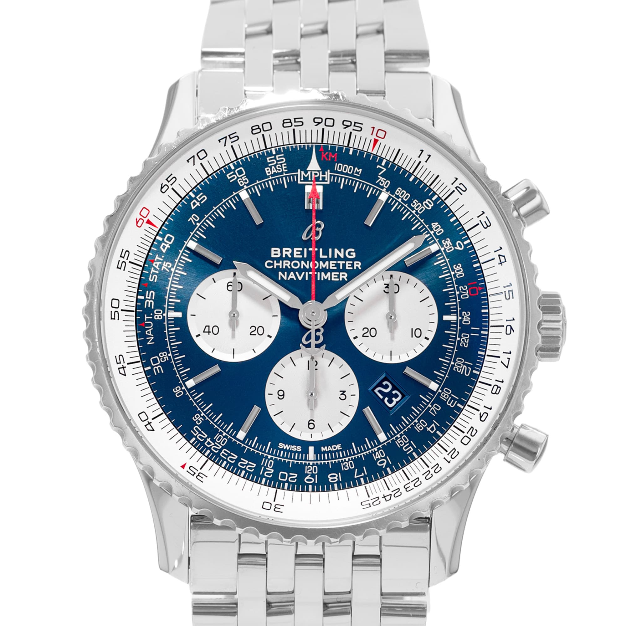 Breitling Navitimer 01 AB0127 46mm Blue Dial Steel Chronograph Mens Watch 2018
