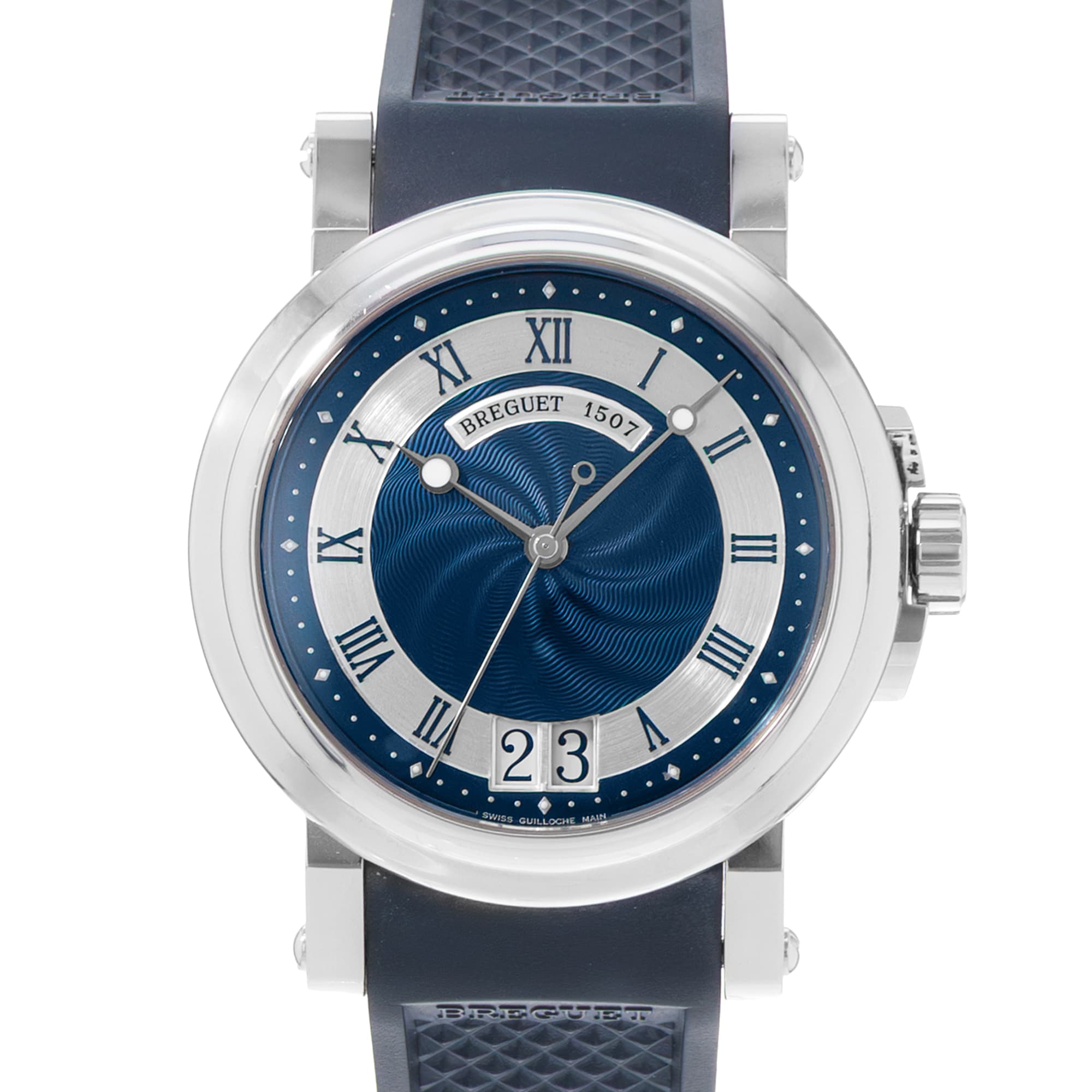Breguet Marine 5817ST/Y2/5V8 39mm Blue Roman Dial Steel Mens Watch Papers 2007