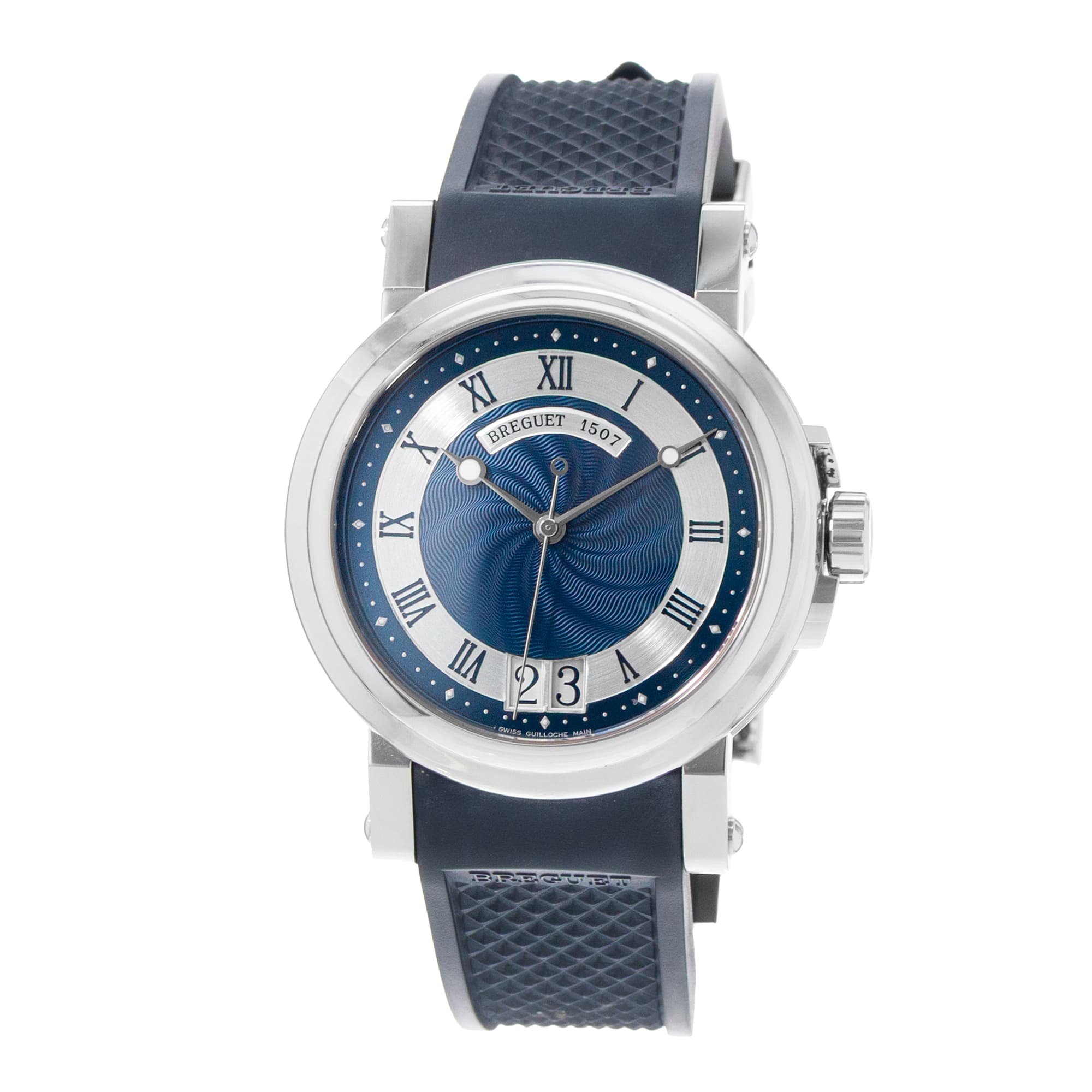 Breguet Marine 5817ST/Y2/5V8 39mm Blue Roman Dial Steel Mens Watch Papers 2007