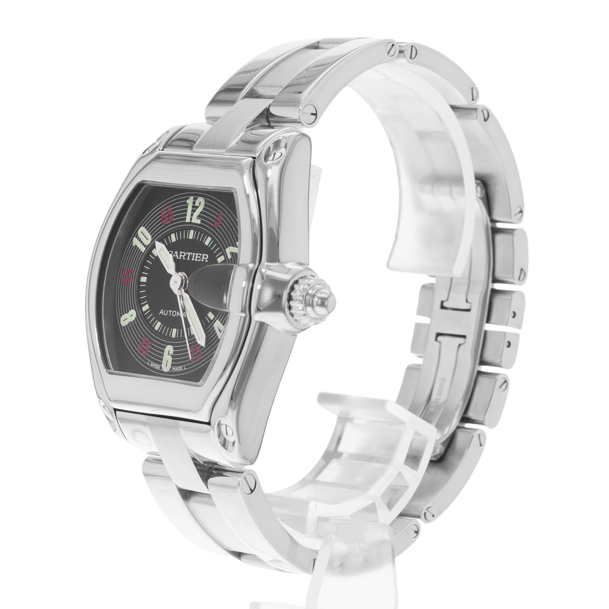 Cartier Roadster W62002V3 2510 38mm Black Arabic Steel Automatic Mens Watch