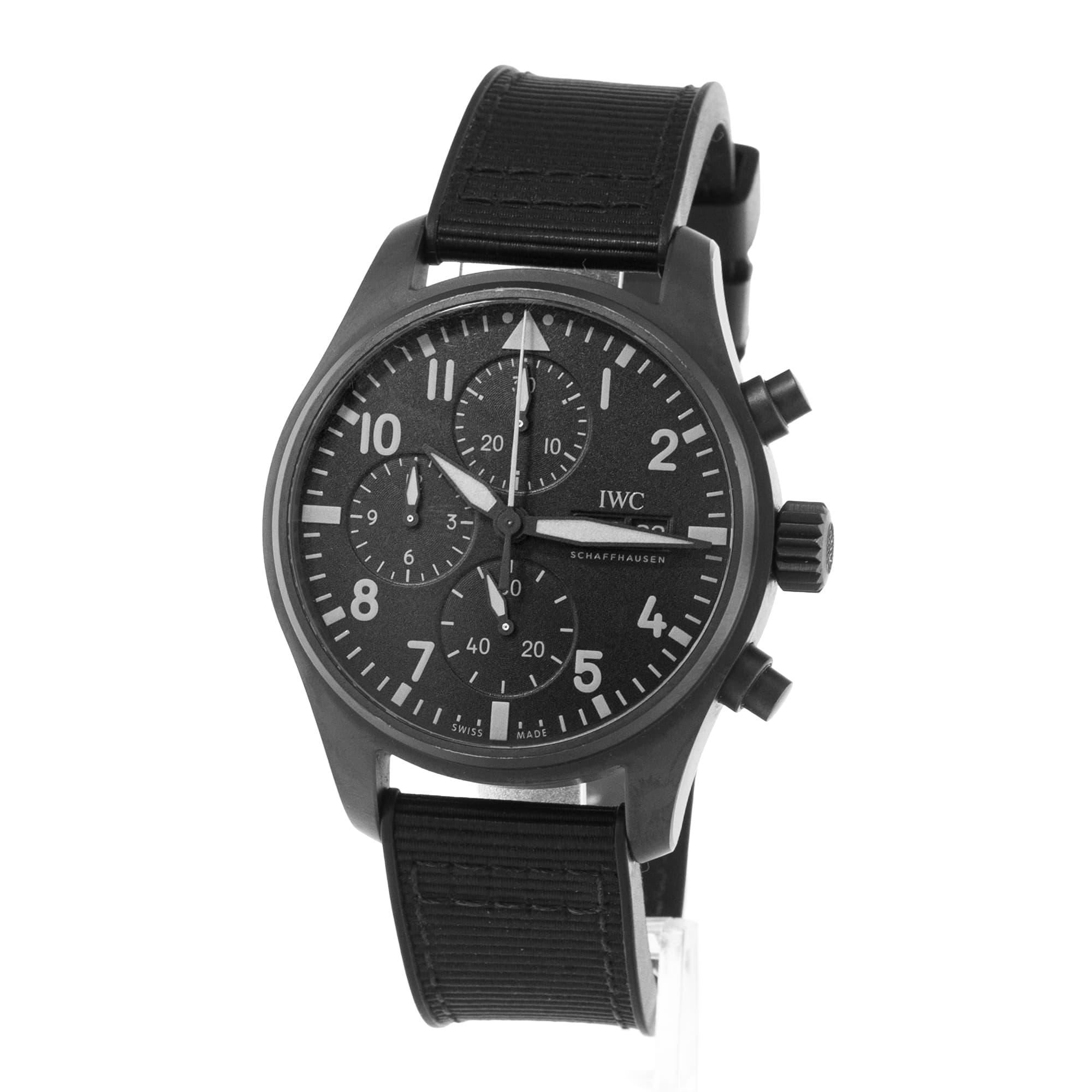 IWC Chronograph Top Gun IW388106 41mm Black Arabic Dial Ceramic Mens Watch