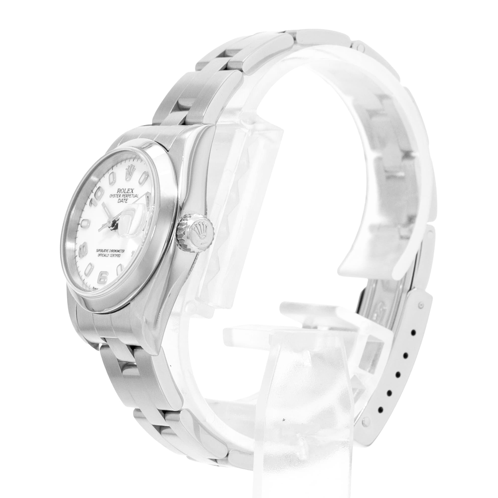 Rolex Oyster Perpetual Date 26 79160 White Arabic Dial Steel Oyster Mens Watch