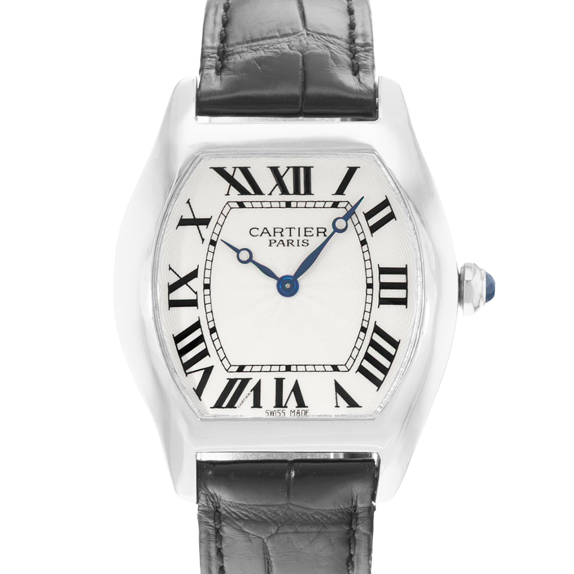 Cartier Tortue W1532851 Silver Roman Platinum Manual Winding Mens Watch 2000