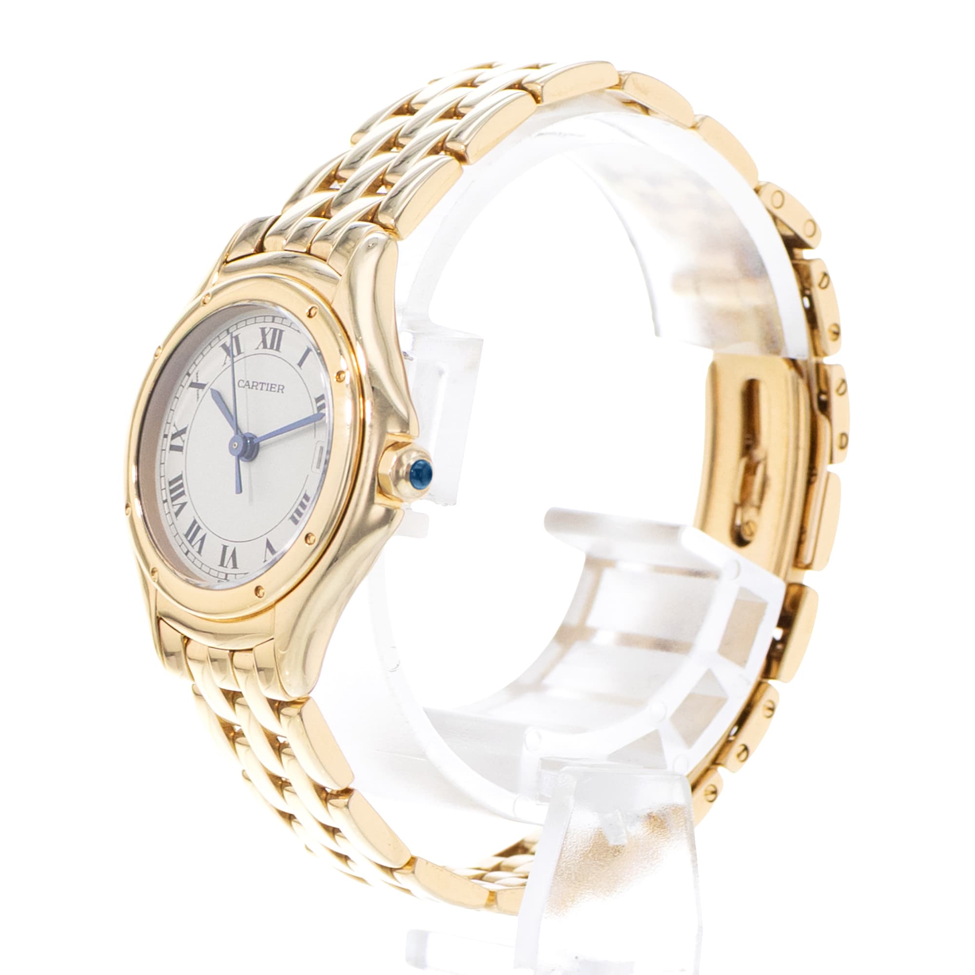 Cartier Cougar Figaro W25012B9 887906 26mm Silver 18k Yellow Gold Ladies Watch