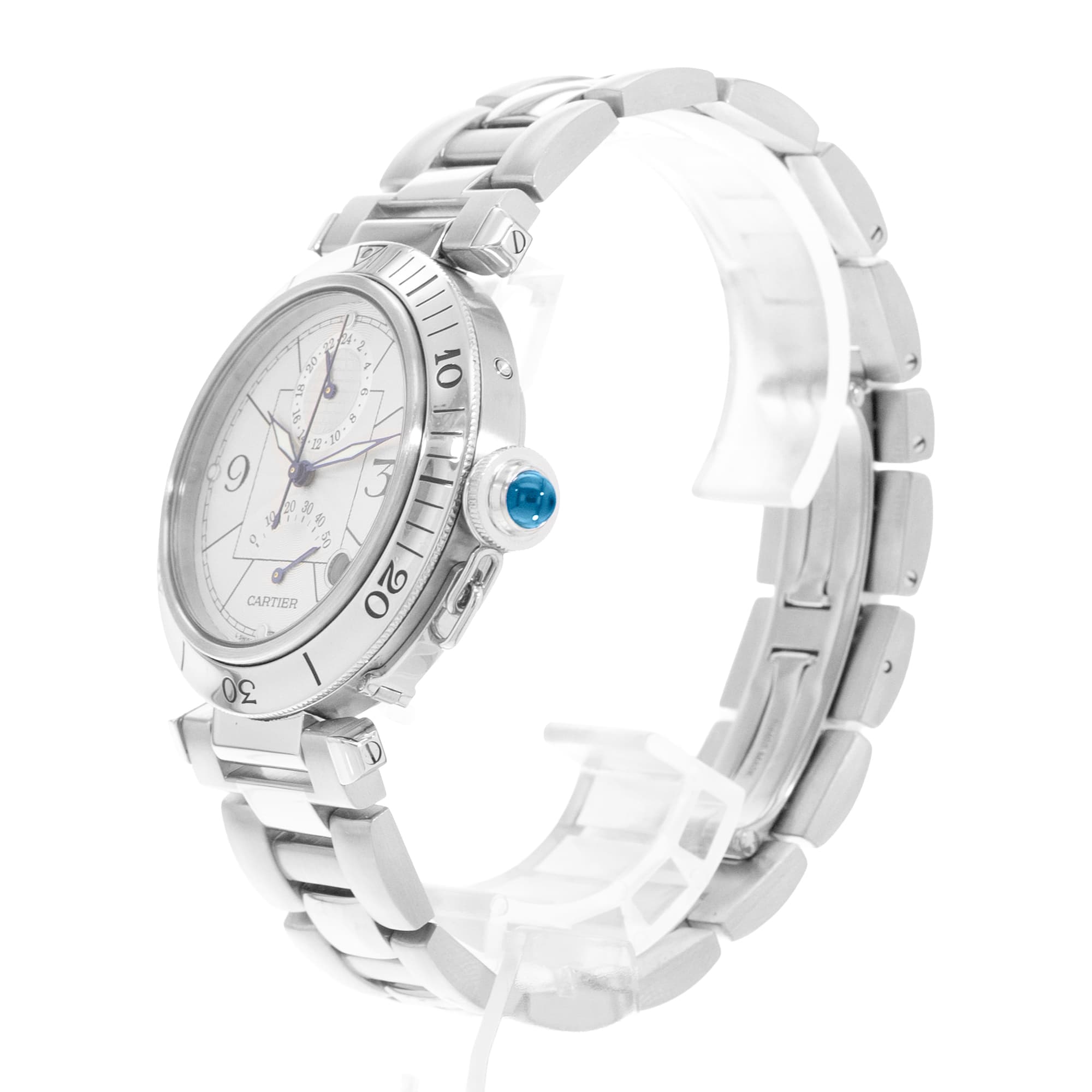 Cartier Pasha W31037H3 2389 38mm Silver Dial Steel Automatic Mens Watch Box