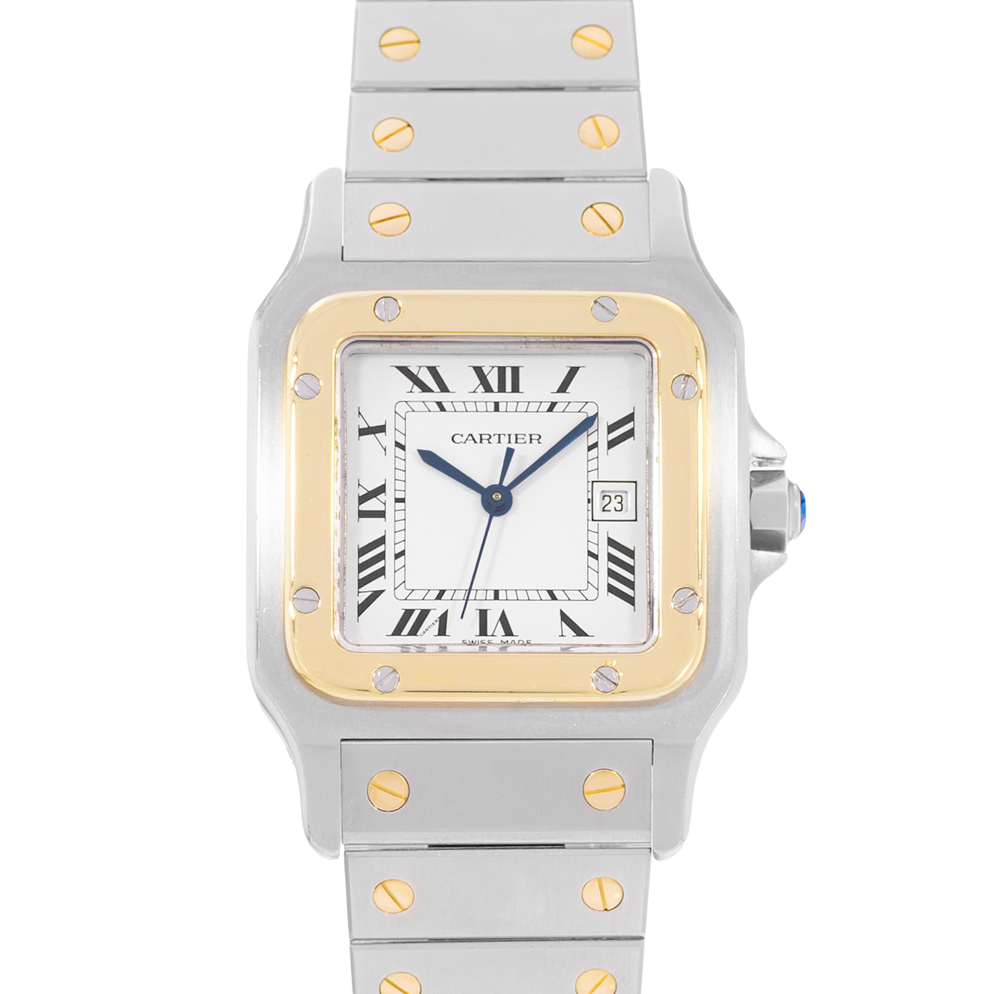 Cartier Santos 81036283 29mm Vintage Large Steel Yellow Gold Ladies Watch