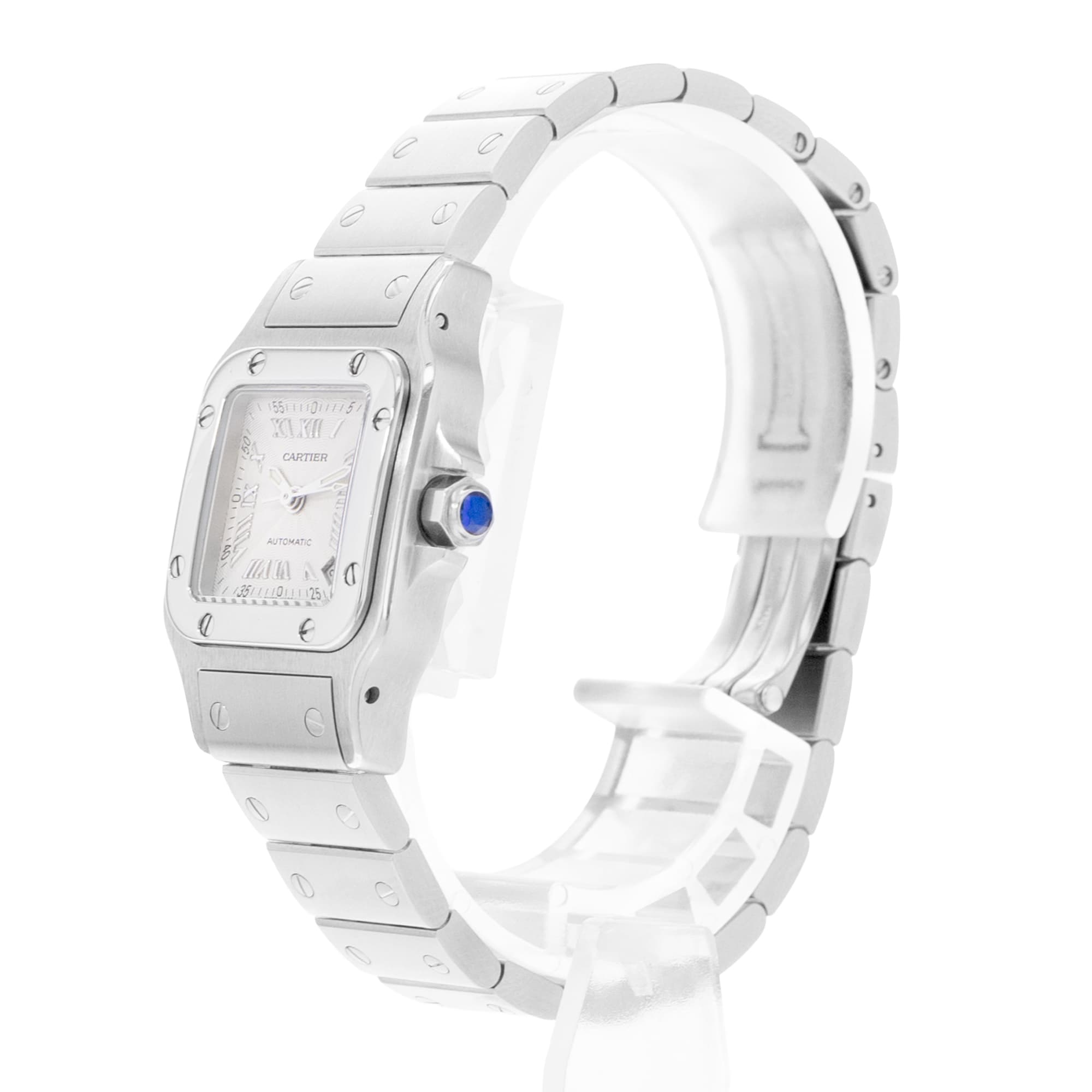 Cartier Santos Galbee W20044D6 2423 24mm Small Silver Dial Steel Ladies Watch