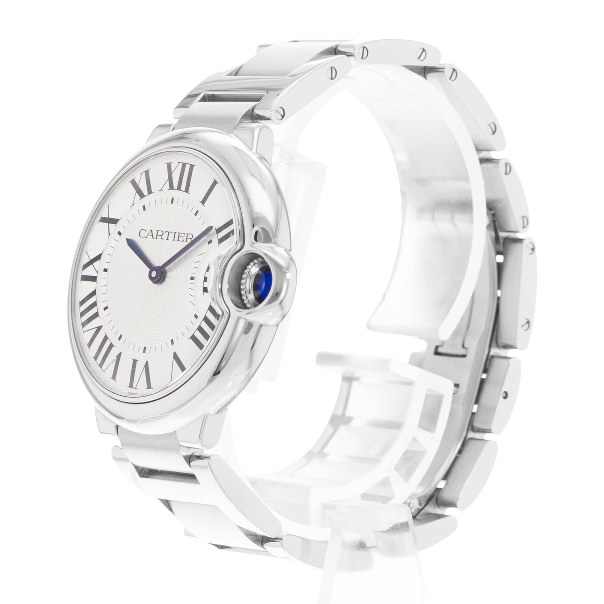 Cartier Ballon Bleu 36mm W69011Z4 3005 Silver Roman Dial Steel Quartz Mens Watch