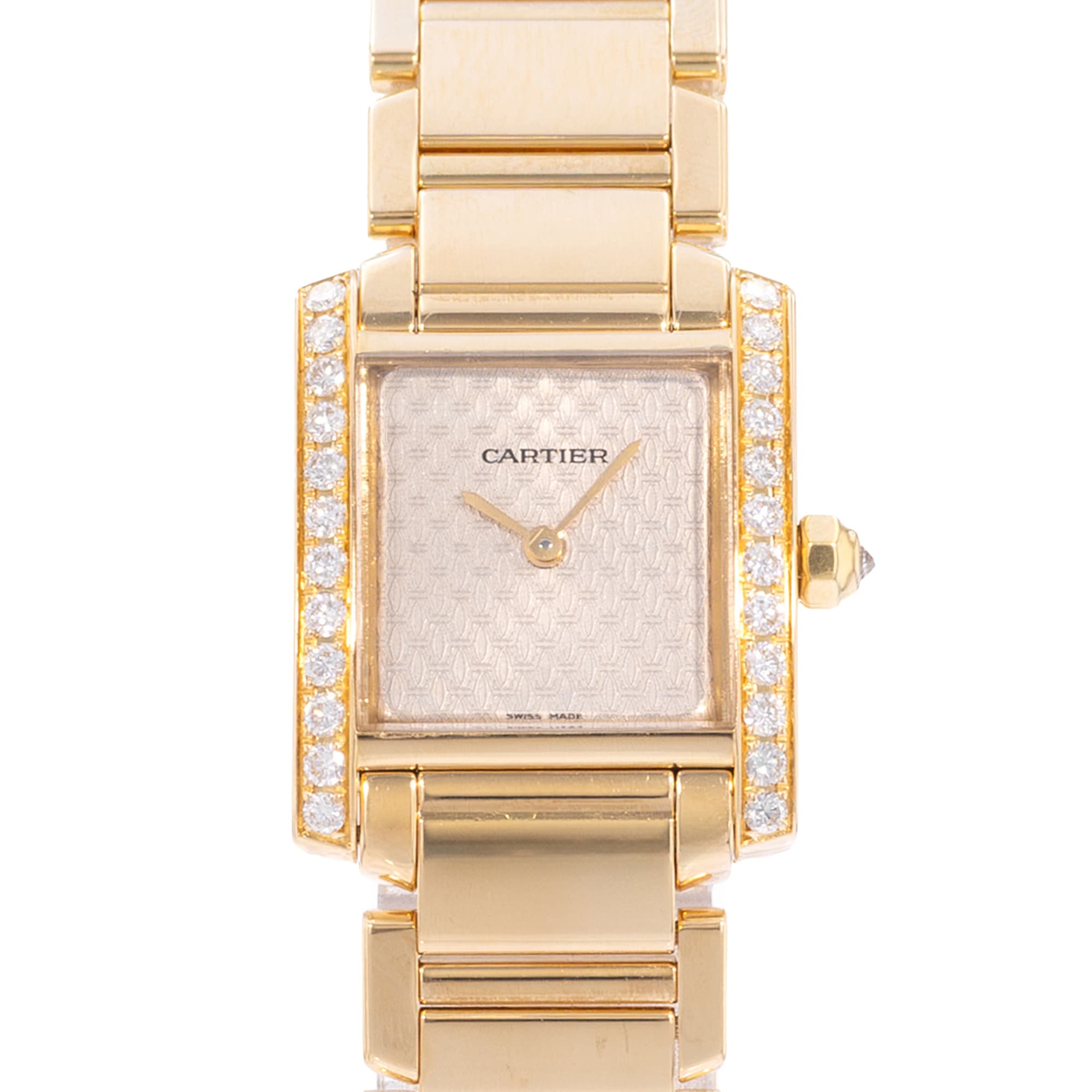 Cartier Tank Francaise WE1021R8 2385 20mm Light Rose Diamond Gold Ladies Watch