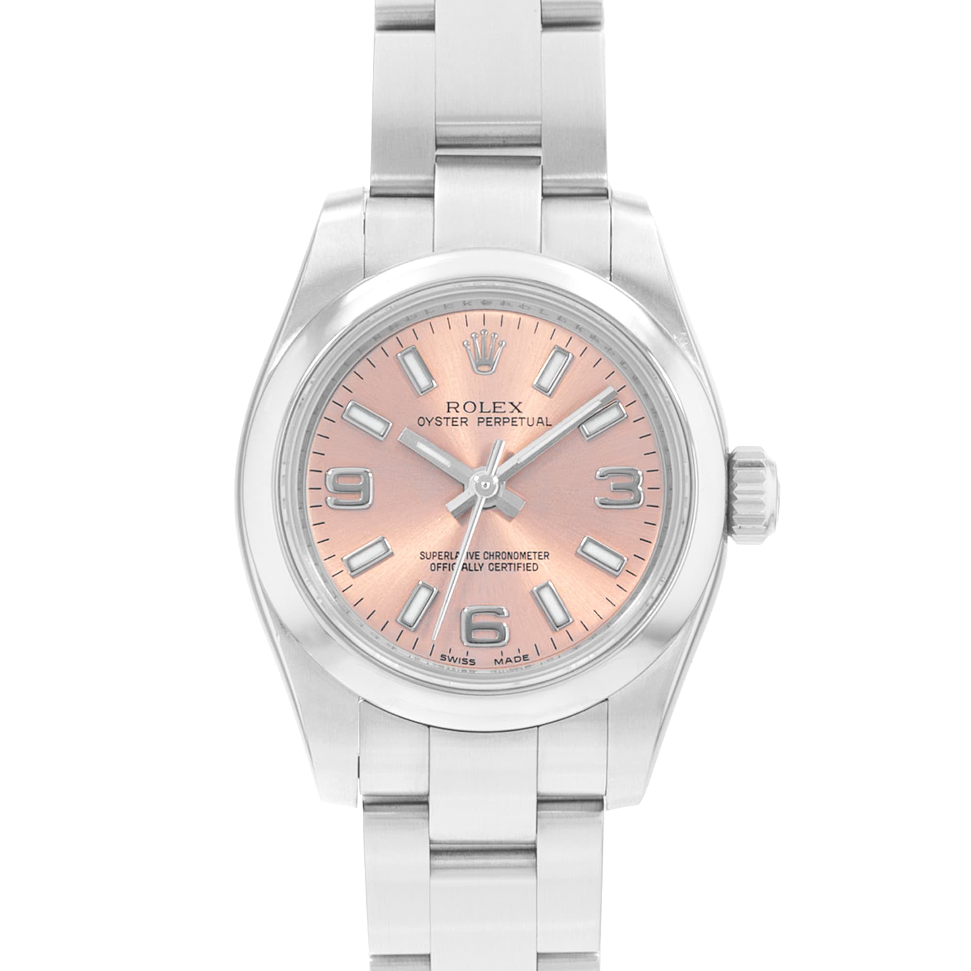 Rolex Oyster Perpetual 26 176200 Salmon Pink Dial Steel Ladies Watch Card