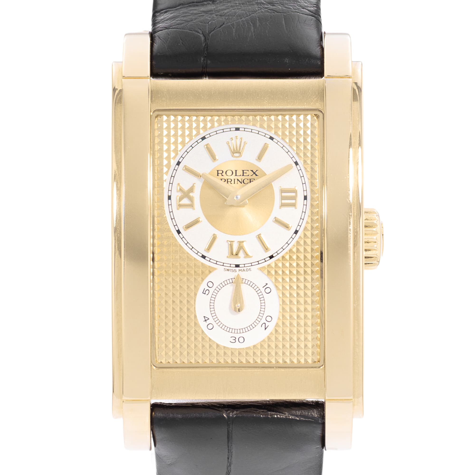 Rolex Cellini Prince 5440 28mm Champagne Gold Leathers Mens Watch 2005
