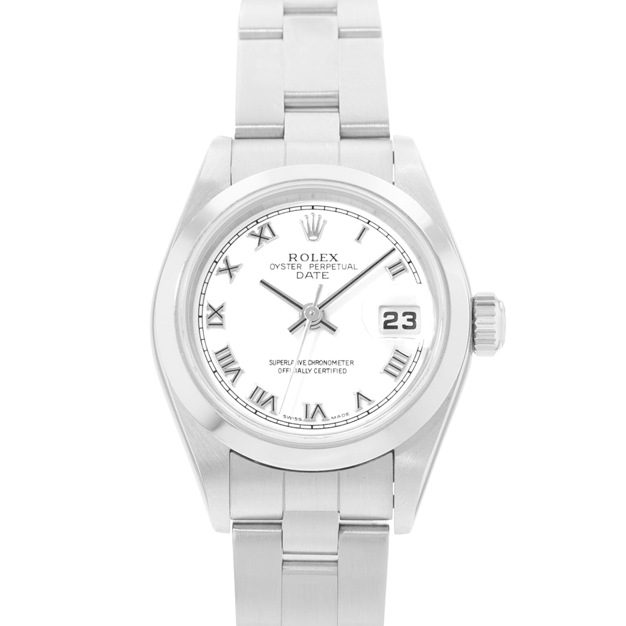 Rolex Oyster Perpetual 26 79160 White Roman Steel Automatic Ladies Watch Papers
