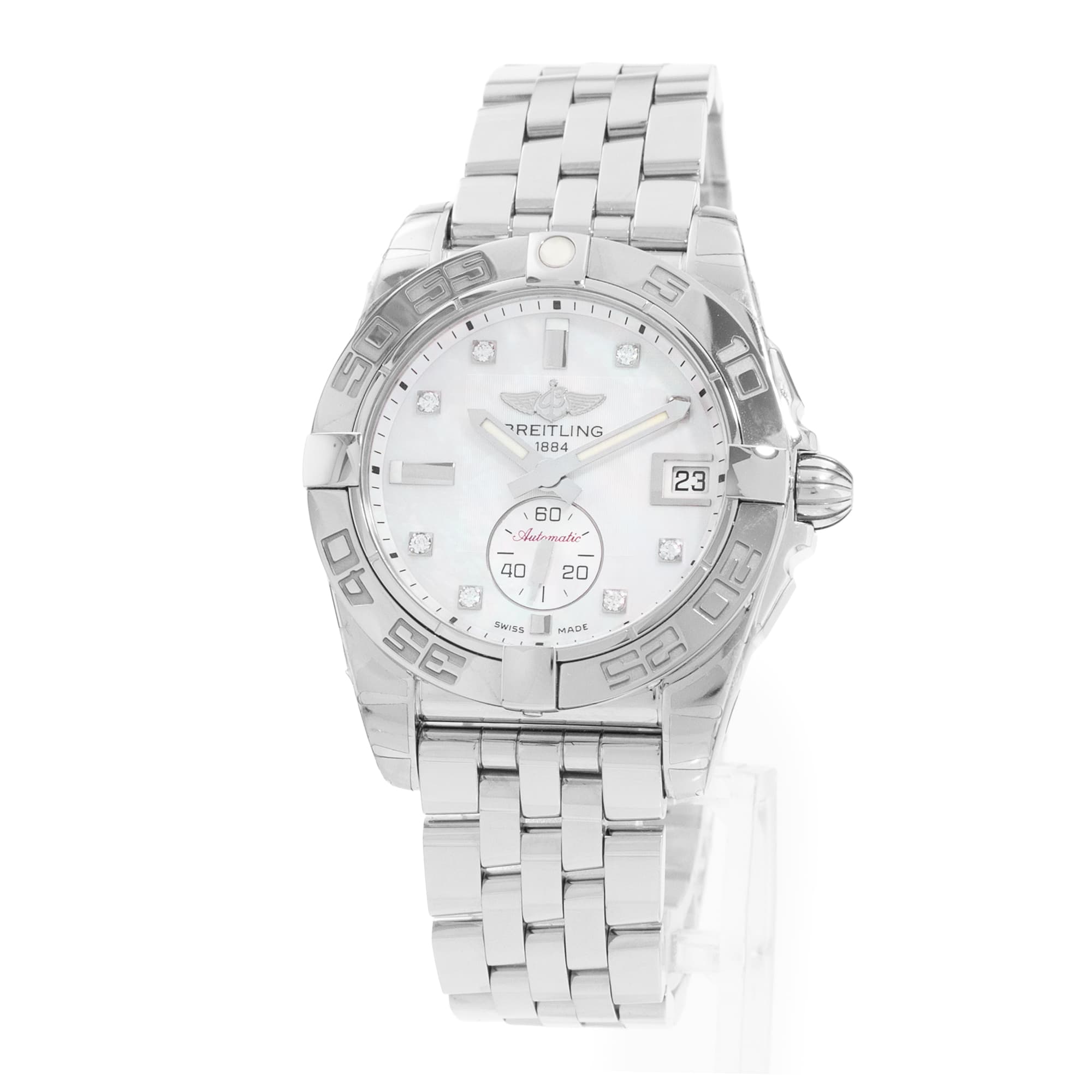 Breitling Galactic A37330121A1A1 36mm MOP Diamonds Dial Steel Mens Watch