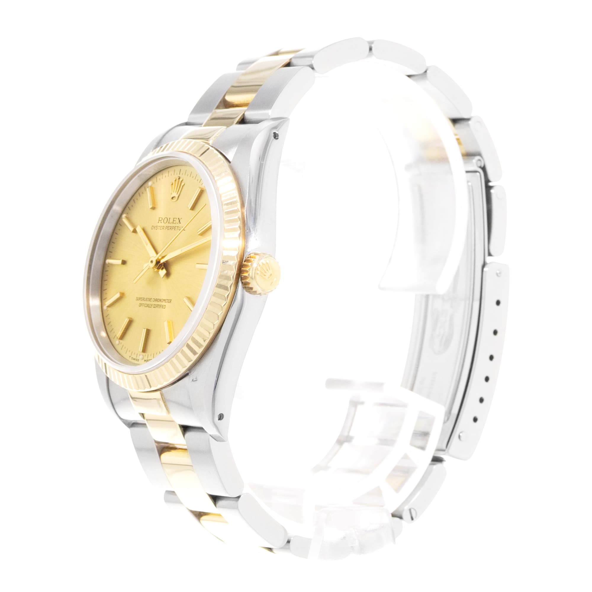 Rolex Oyster Perpetual 34 14233 Champagne Steel Yellow Gold Oyster Mens Watch