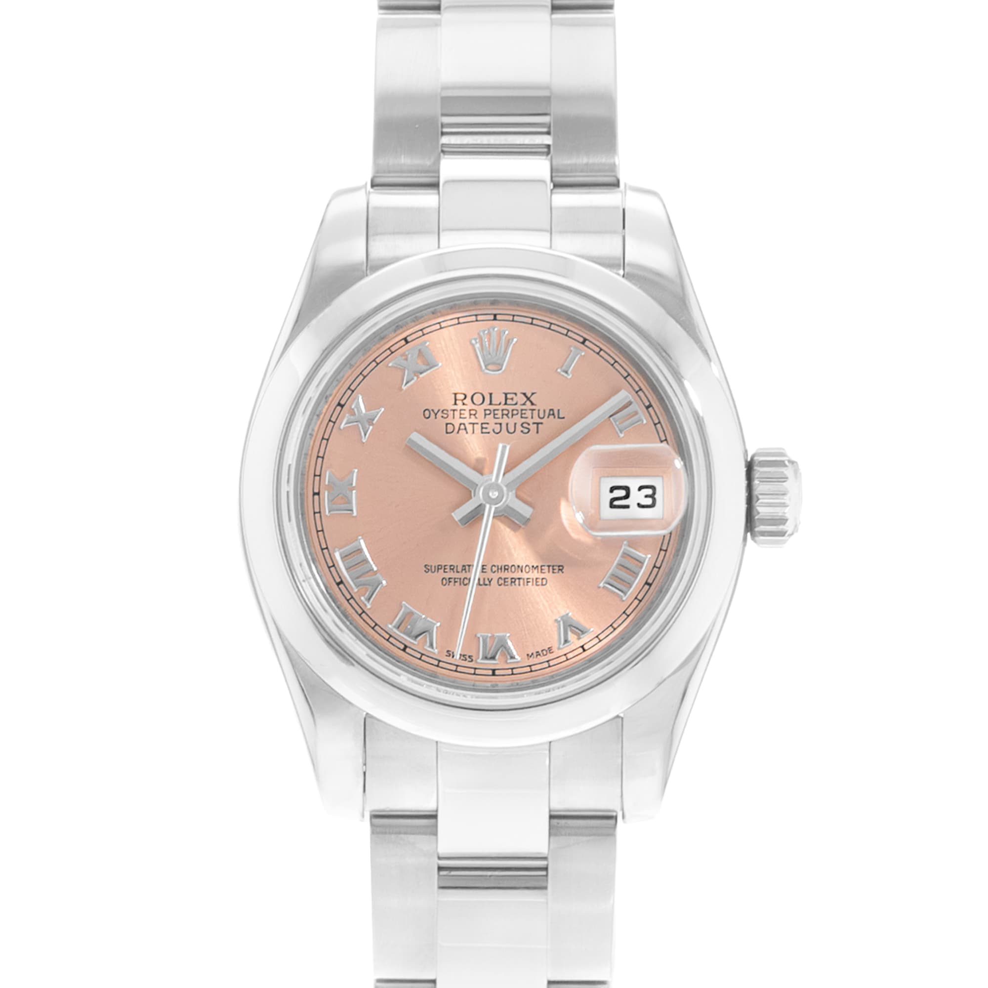 Rolex Oyster Perpetual 26 179160 Salmon Pink Dial Steel Ladies Watch Card