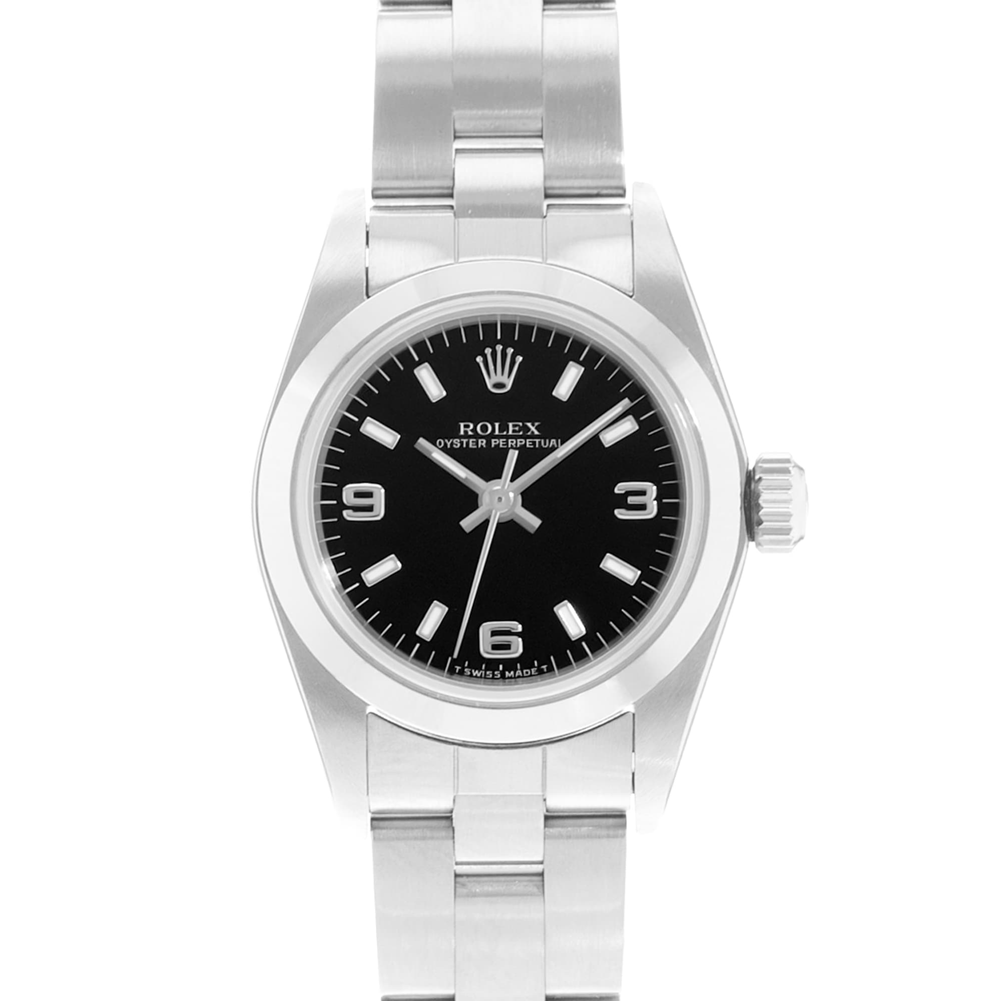 Rolex Olyster Perpetual 24 67180 Black Dial Steel Automatic Ladies Watch Papers