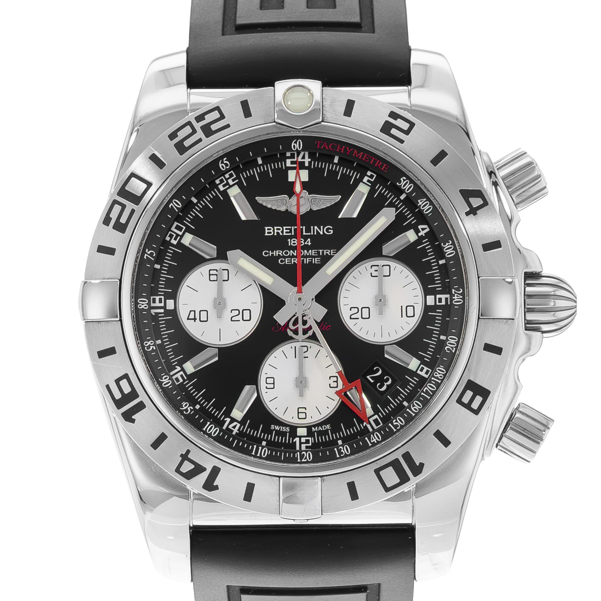 Breitling Chronomat AB0420 44mm Black Dial Steel Mens Watch Box Card