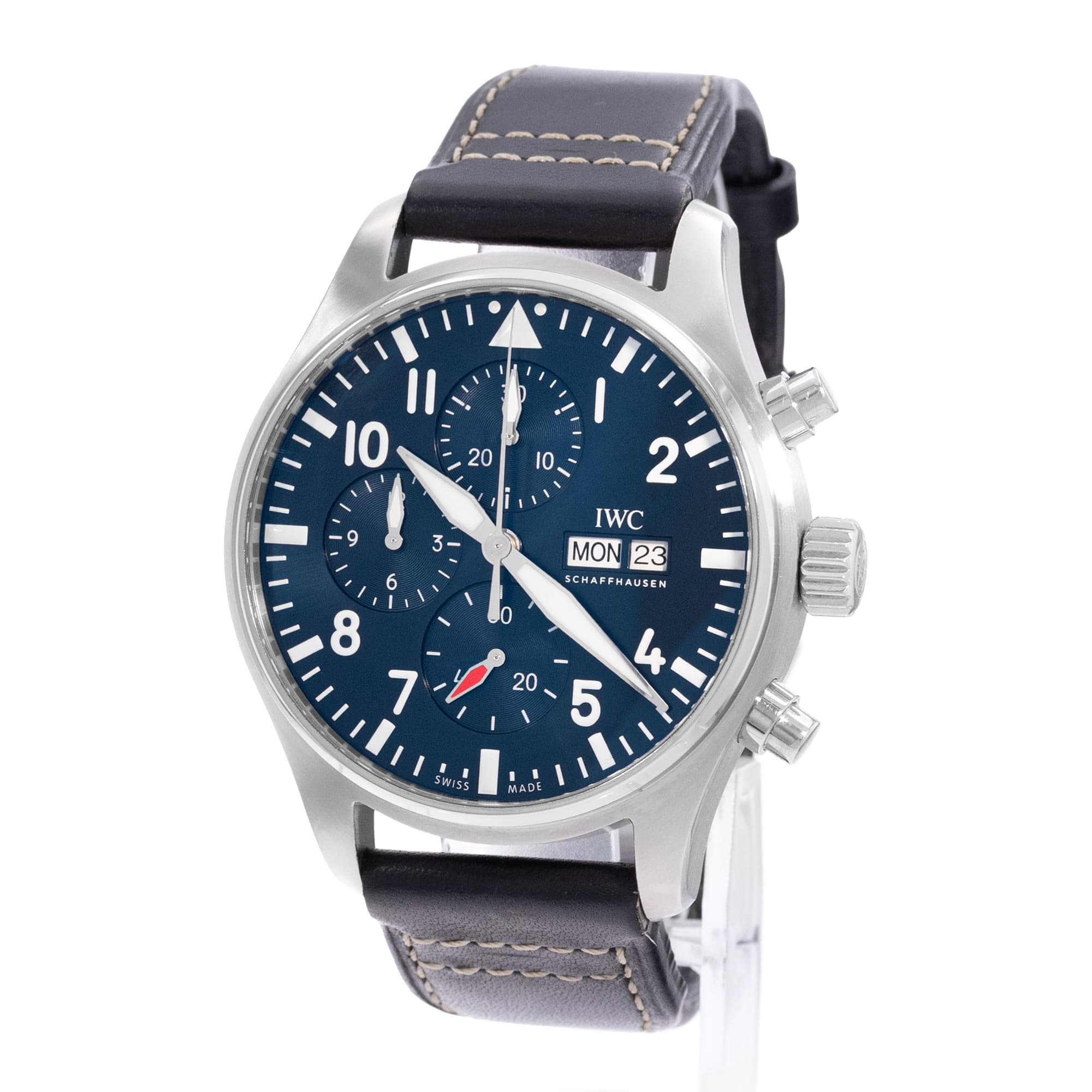 IWC Pilot Chronograph IW378003 43mm Blue Dial Steel Automatic Mens Watch Card