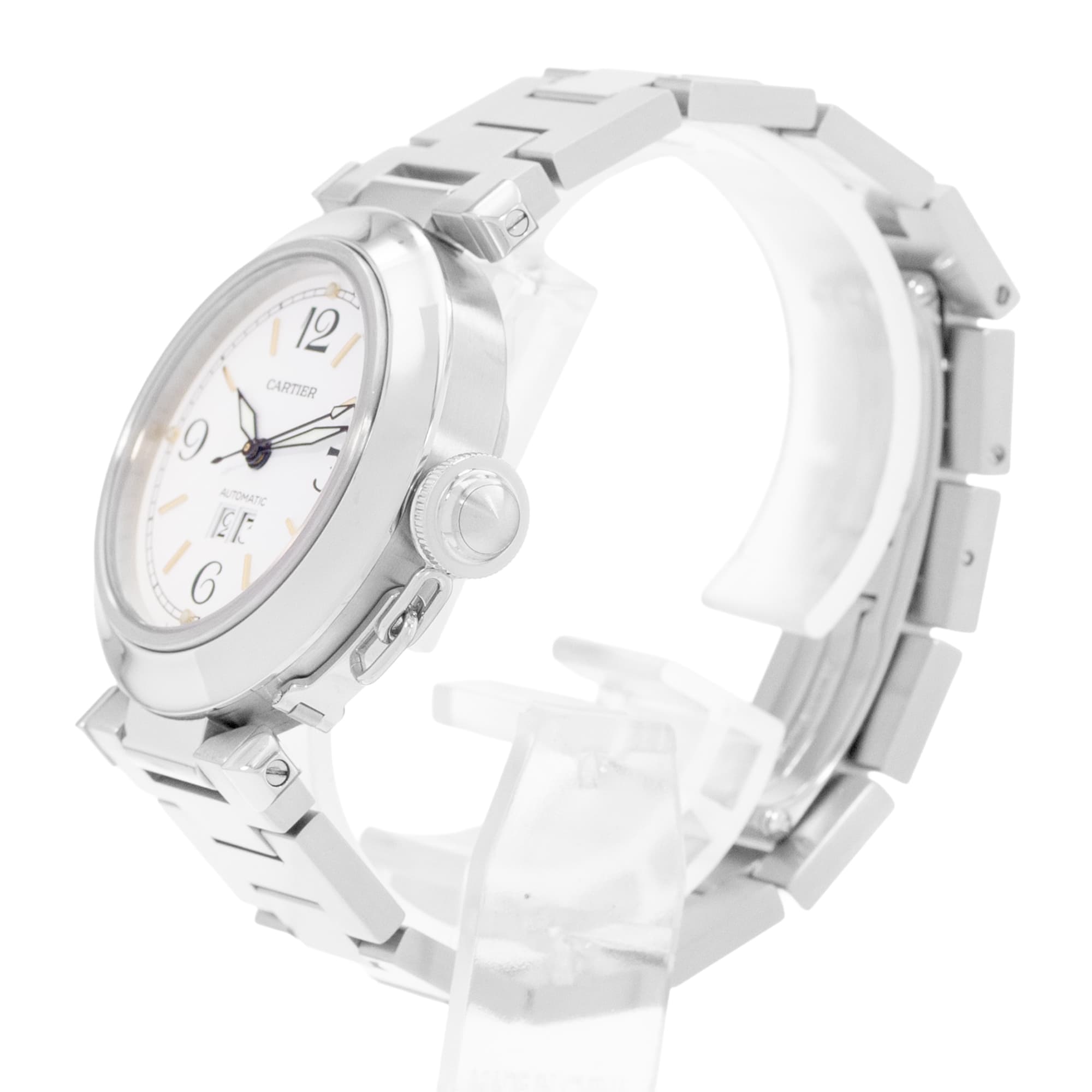 Cartier Pasha C W31044M7 2475 35mm Silver Roman Dial Steel Mens Watch