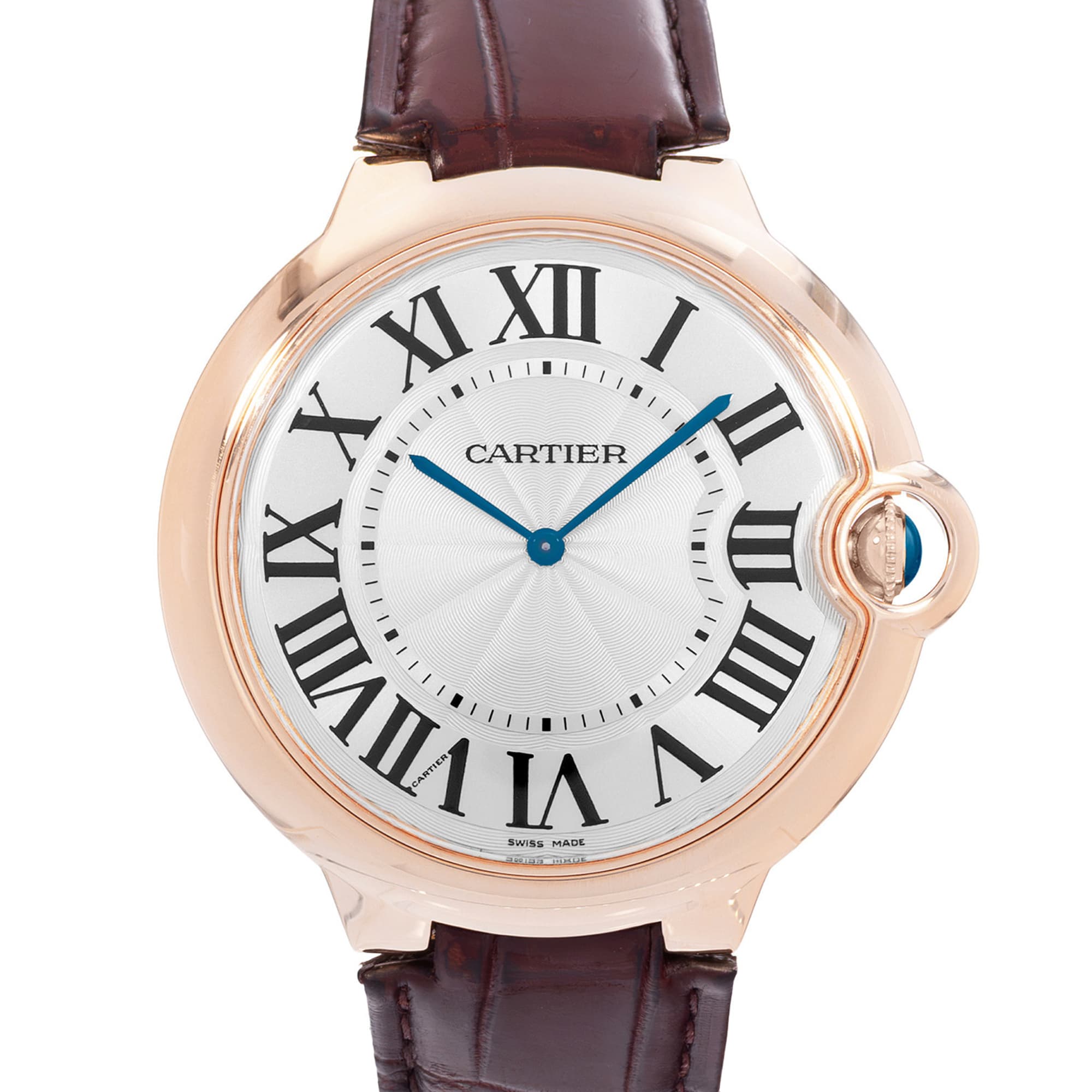Cartier Ballon Bleu 46 W6920054 3376 46mm Silver Dial Rose Gold Mens Watch