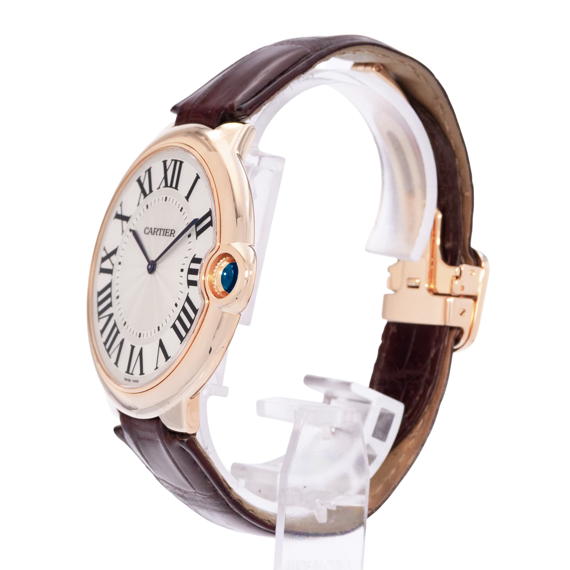Cartier Ballon Bleu 46 W6920054 3376 46mm Silver Dial Rose Gold Mens Watch