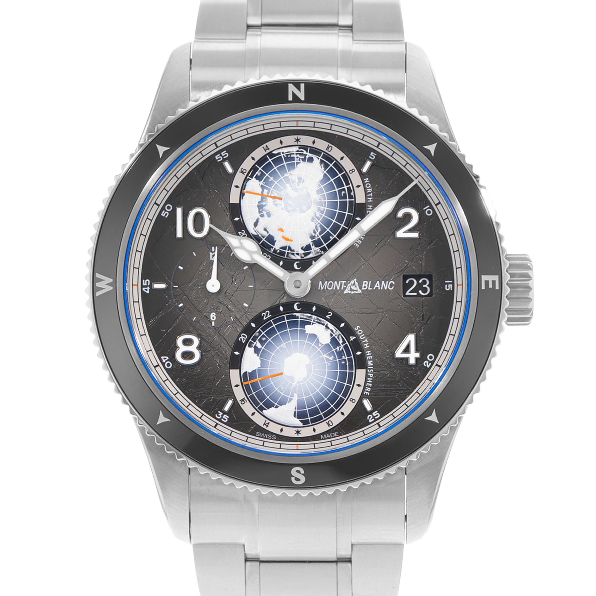 Montblanc 1858 130982 42mm Grey Dial Titanium Automatic Mens Watch Box Card