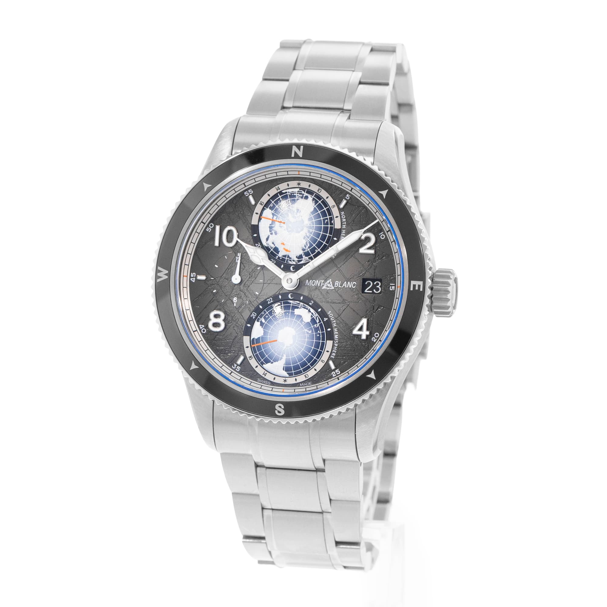 Montblanc 1858 130982 42mm Grey Dial Titanium Automatic Mens Watch Box Card