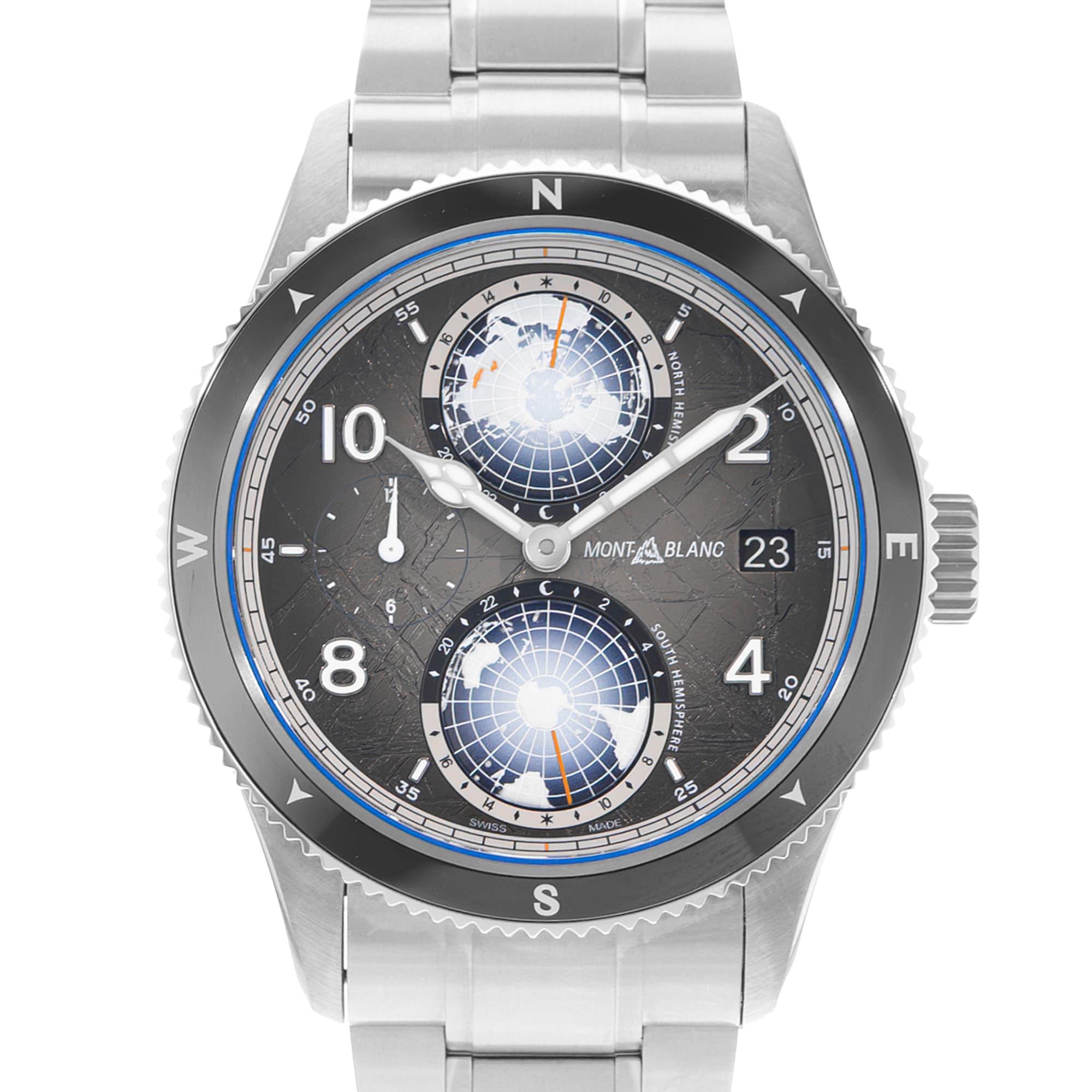 Montblanc 1858 130982 42mm Grey Dial Titanium Automatic Mens Watch Box Card