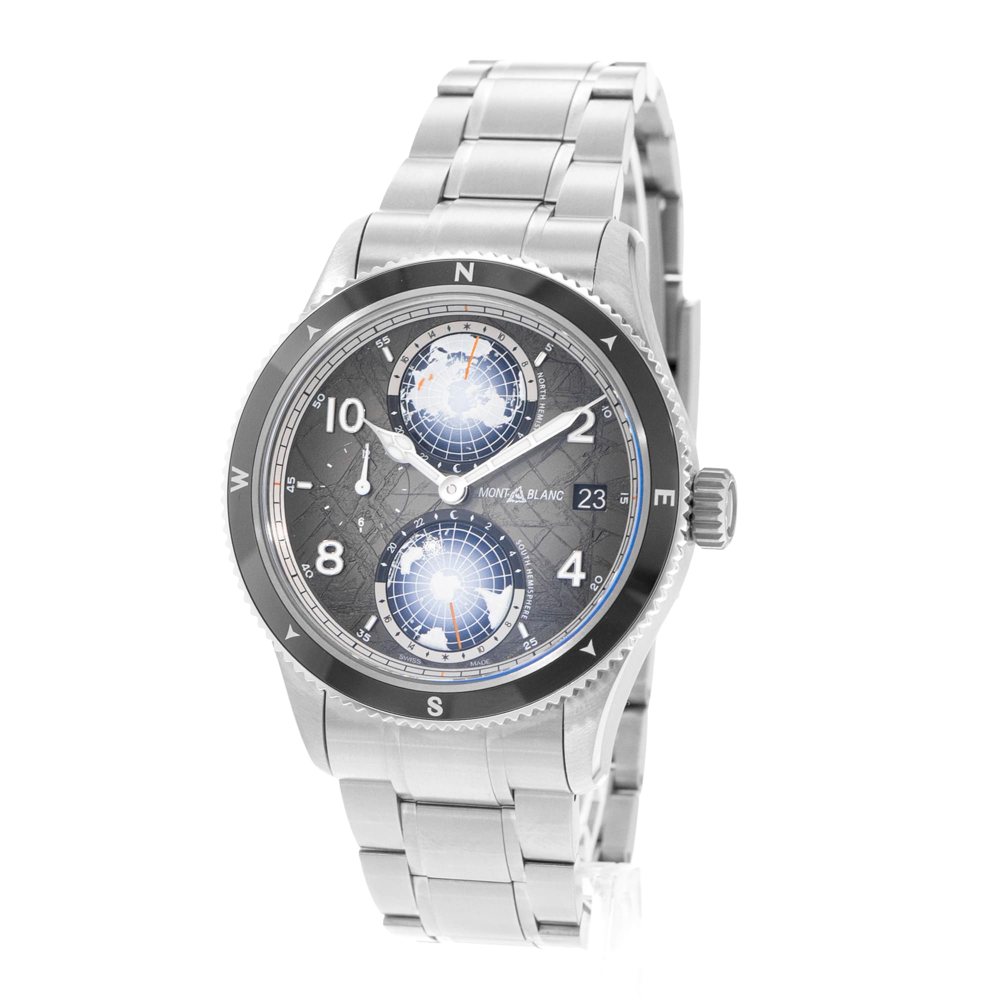Montblanc 1858 130982 42mm Grey Dial Titanium Automatic Mens Watch Box Card