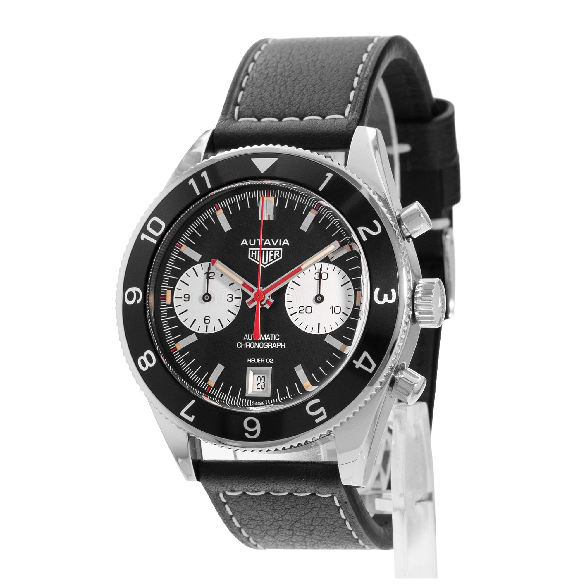 Heuer Autavia CBE2118 42mm Black Dial Steel Automatic Mens Watch Box Card