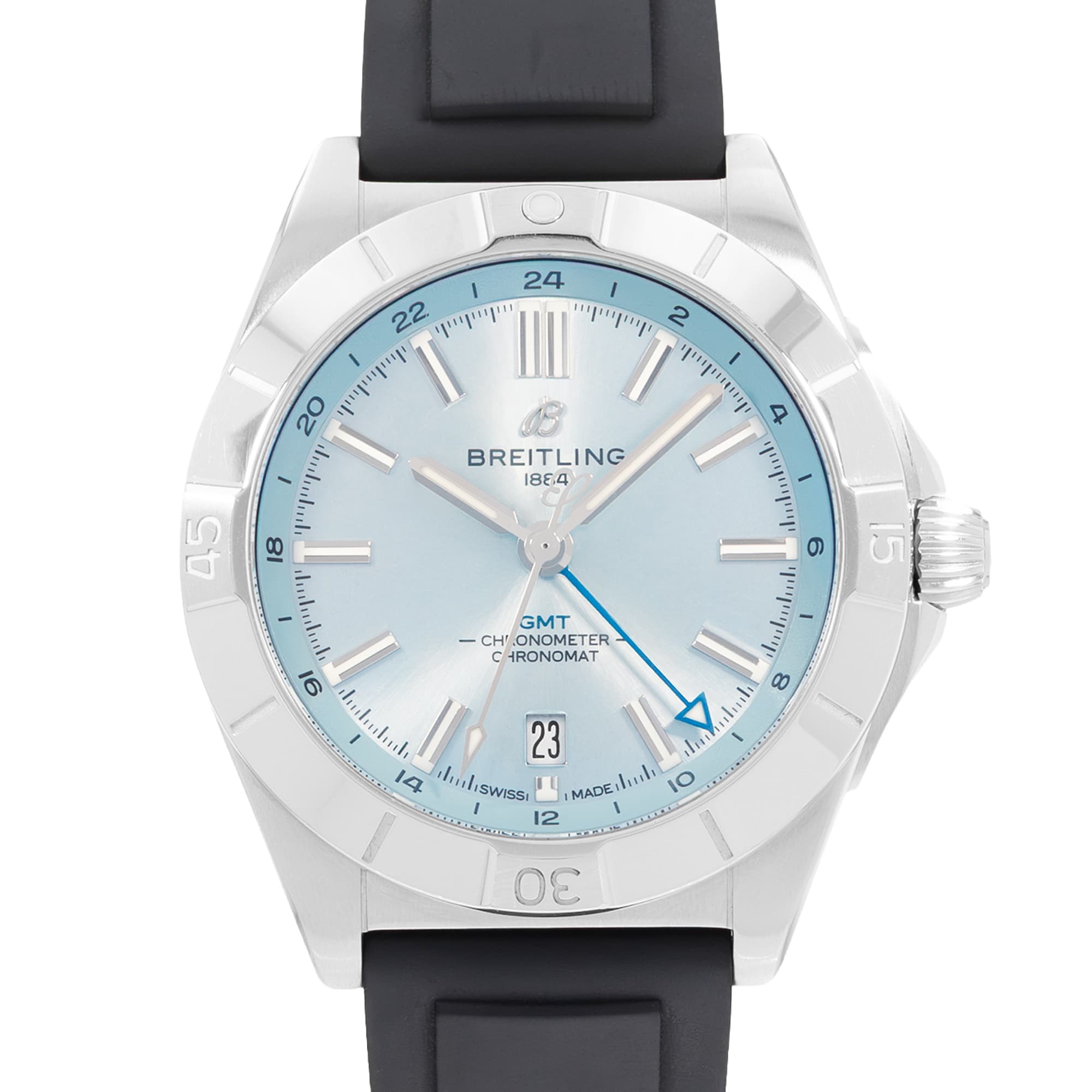 Breitling Chronomat P32398101C1S1 40mm Blue Dial Steel Mens Watch Box Card