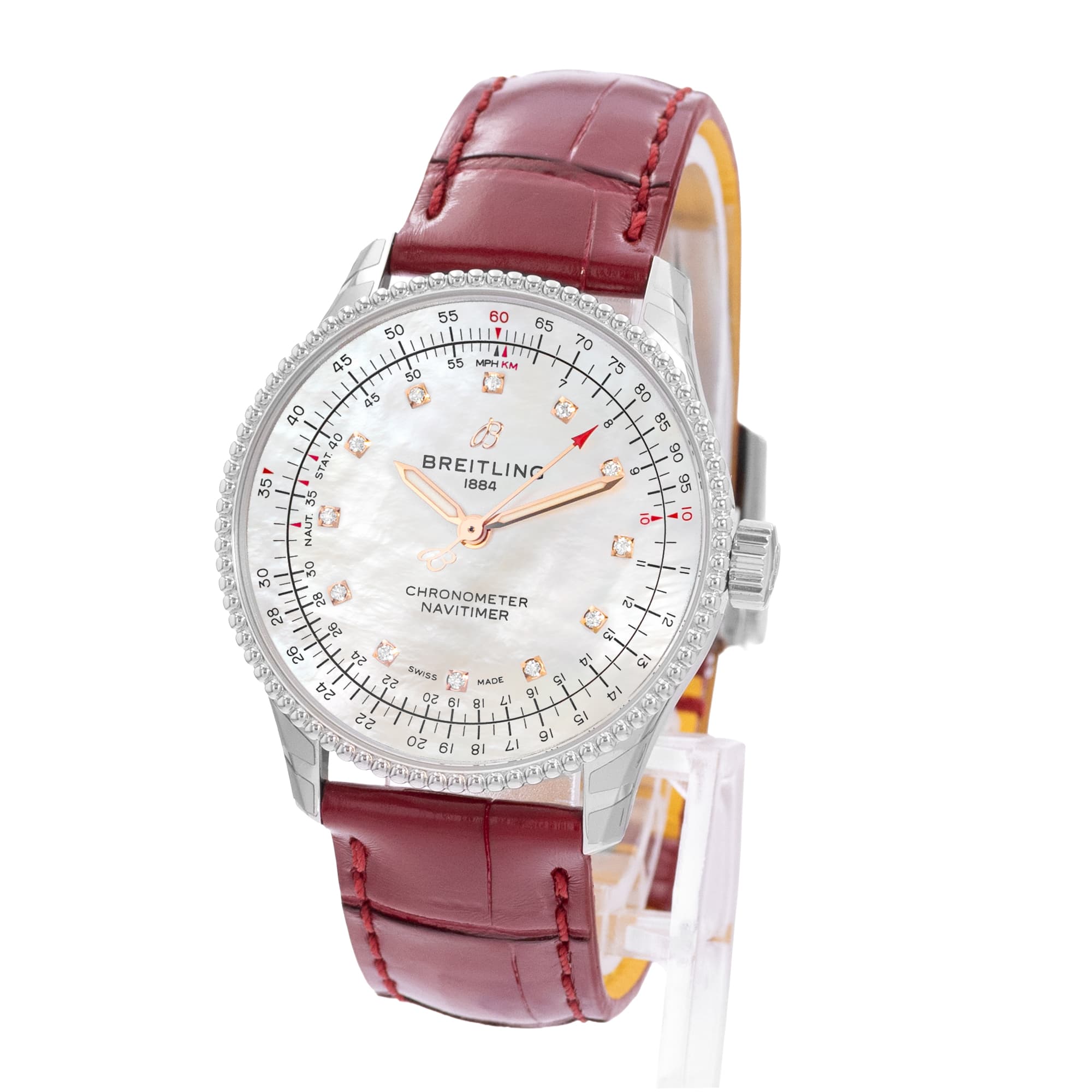 Breitling Navitimer A17395211A1P6 35mm MOP Dial Steel Ladies Watch Box Card