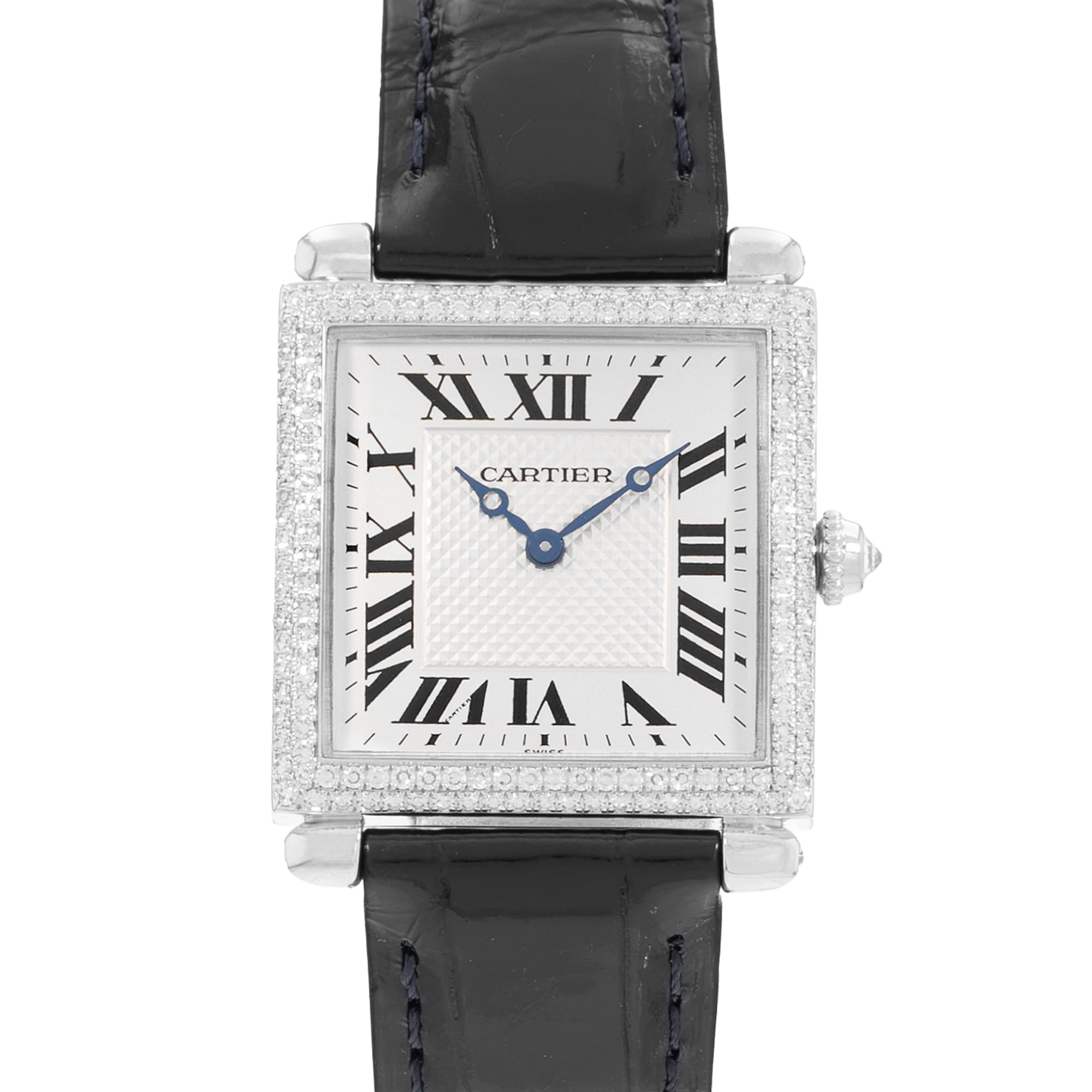 Cartier Tank Obus WB800451 2336 25mm Silver White Gold Diamonds Ladies Watch
