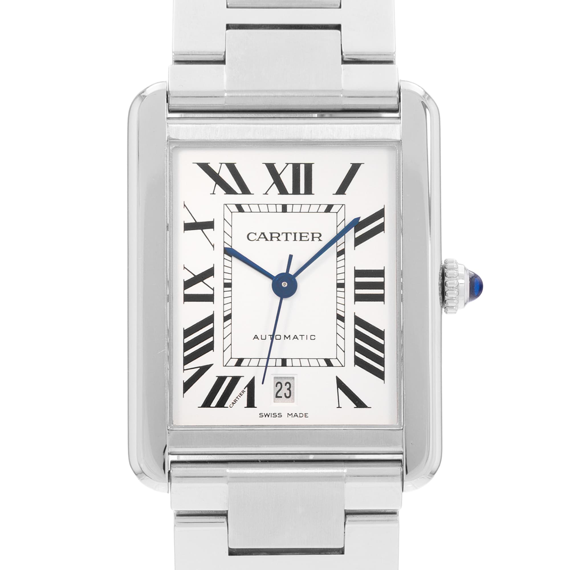 Cartier Tank Solo W5200028 3515 31mm XL Silver Roman Dial Steel Mens Watch