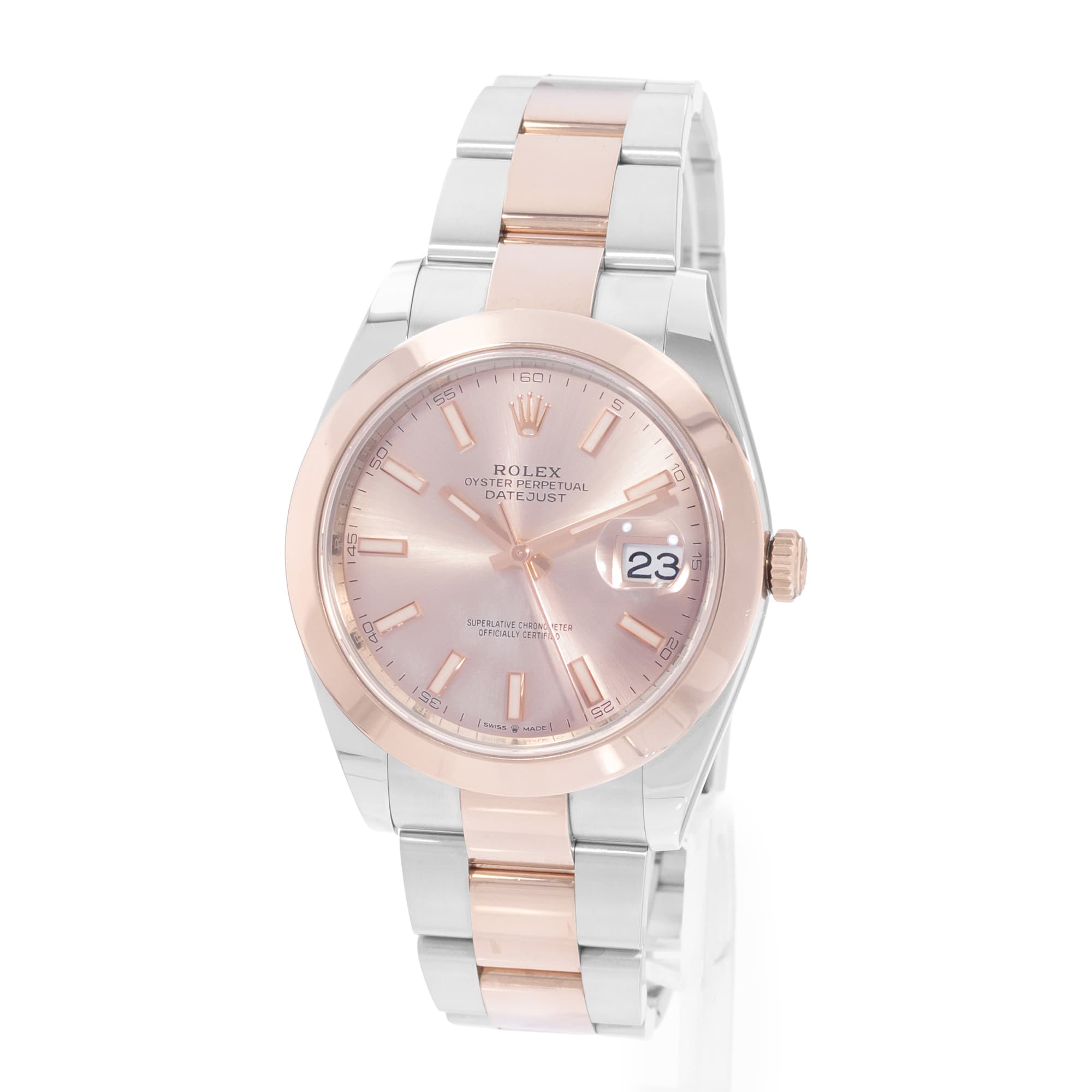 Rolex Datejust 41 126301 Pink Dial Steel Rose Gold Oyster Mens Watch Card