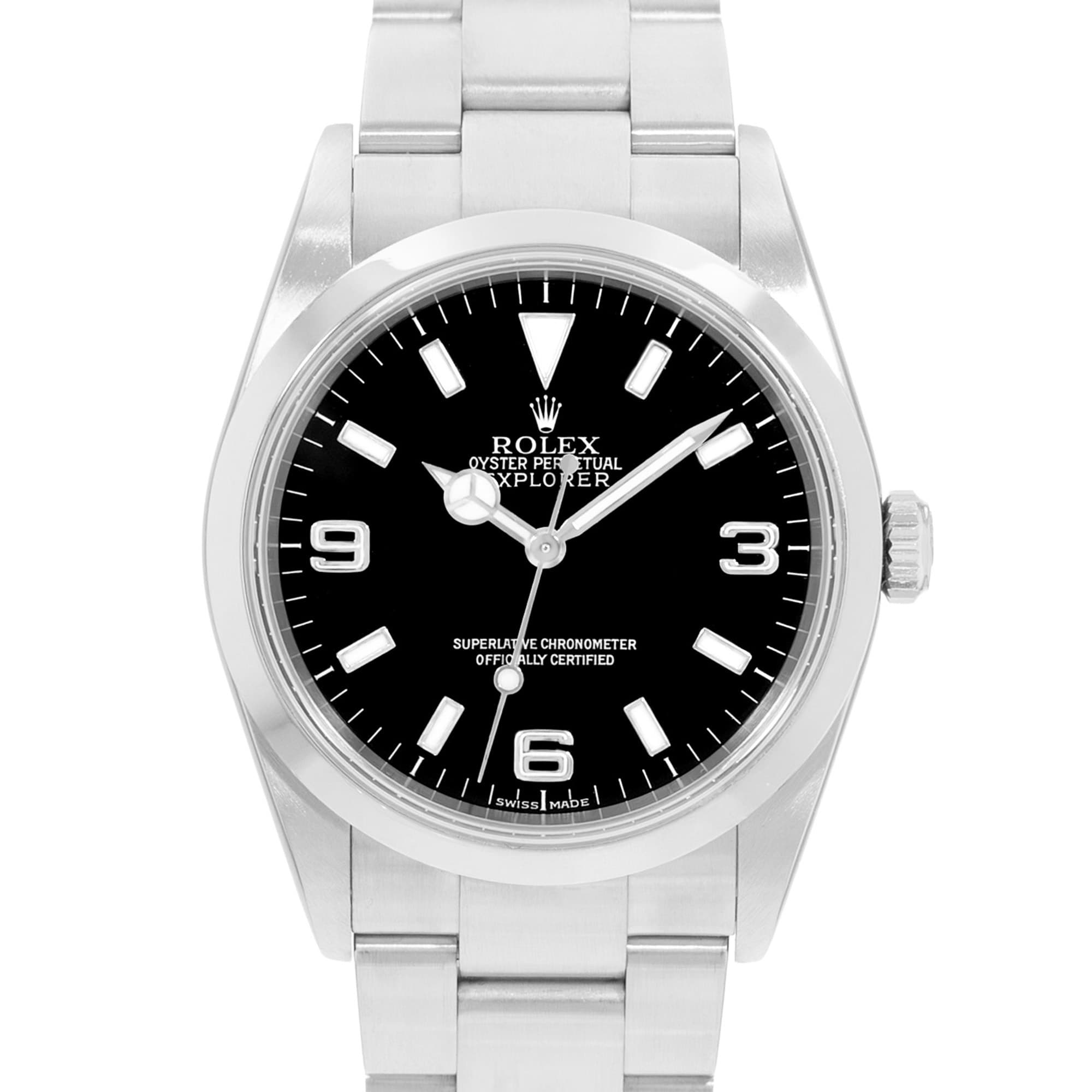 Rolex Explorer 36 114270 Black Arabic Dial Steel Automatic Mens Watch Papers