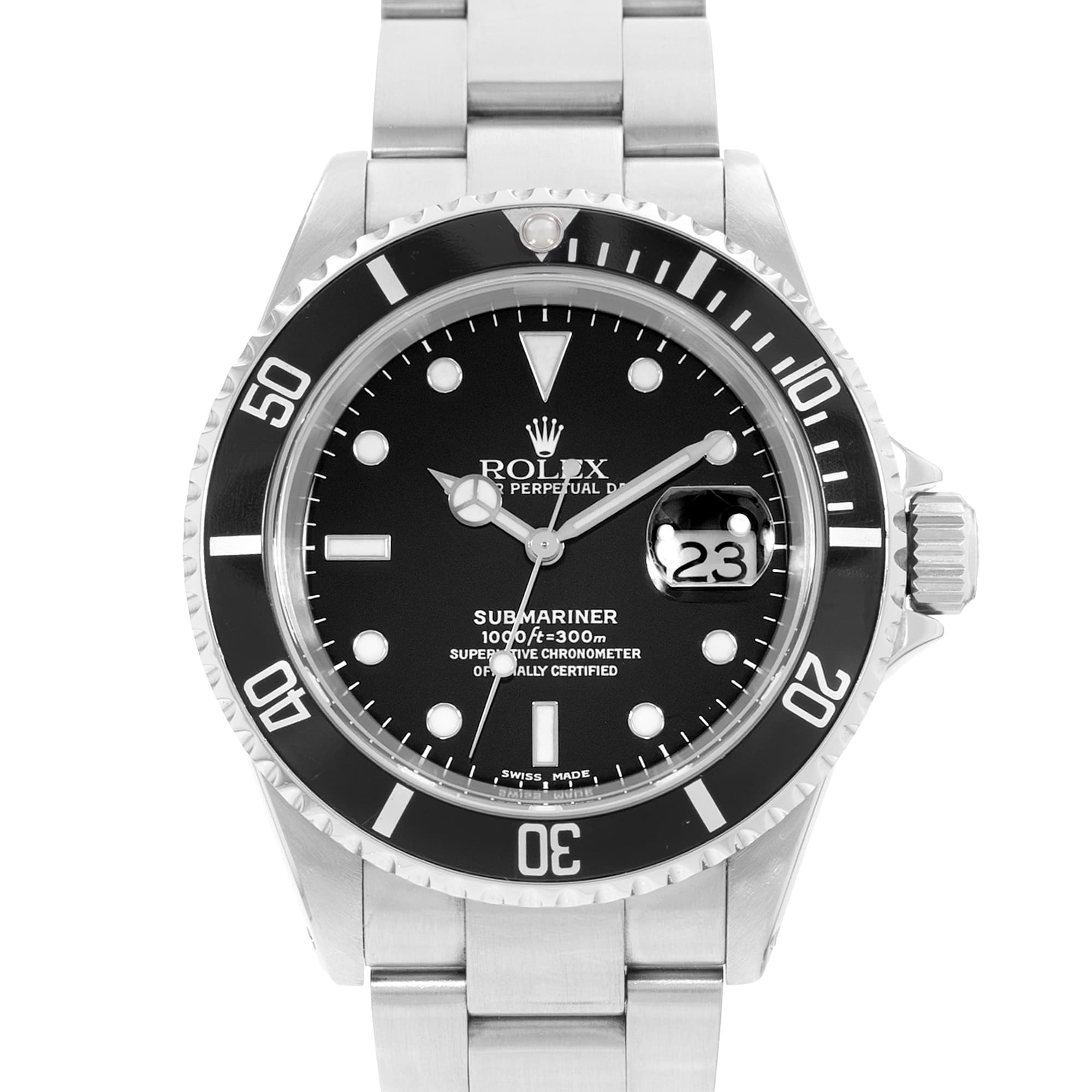 Rolex Submariner Date 16610 40mm Black Dial Steel Oyster Mens Watch Papers