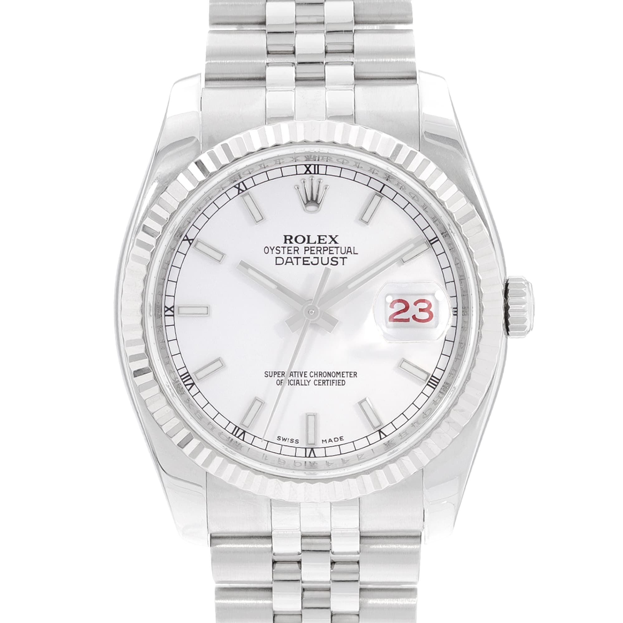 Rolex Datejust 36 116234 White Dial Steel Jubilee Automatic Mens Watch Card