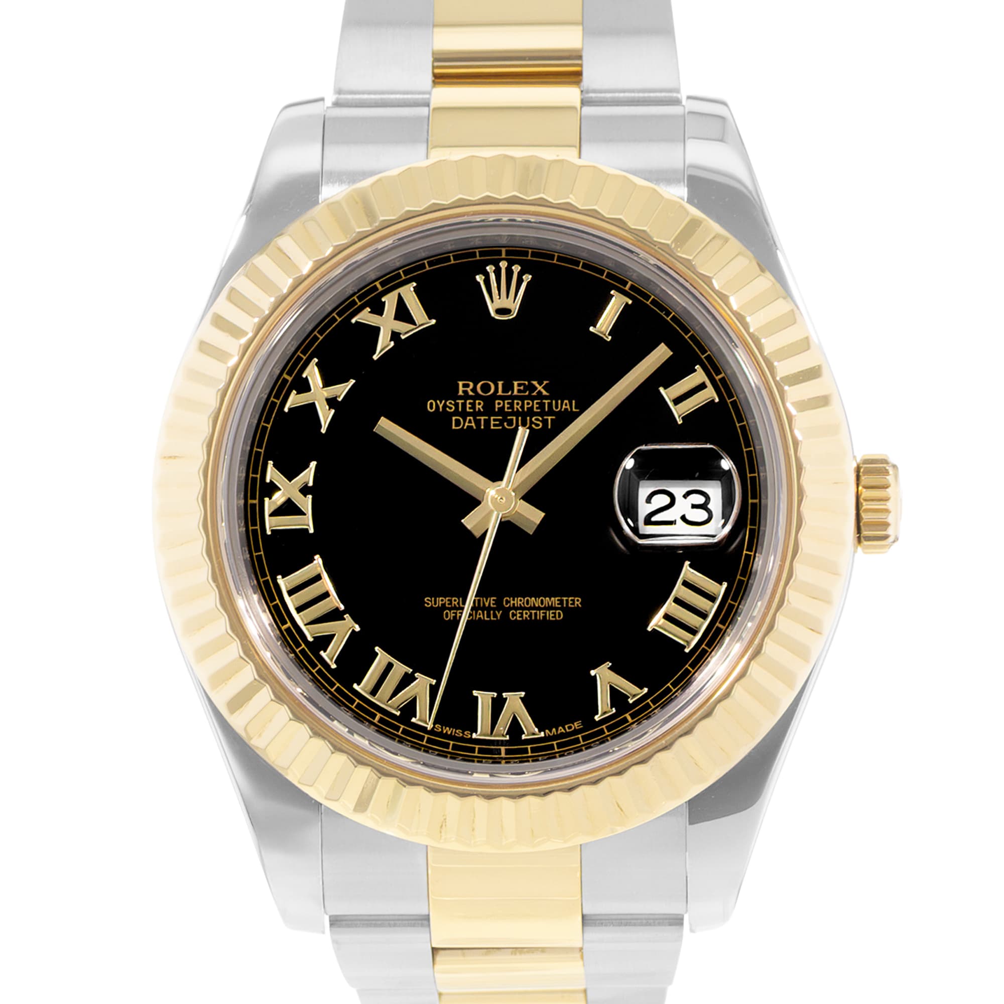 Rolex Datejust II 116333 41mm Black Dial Steel Yellow Gold Mens Watch Card