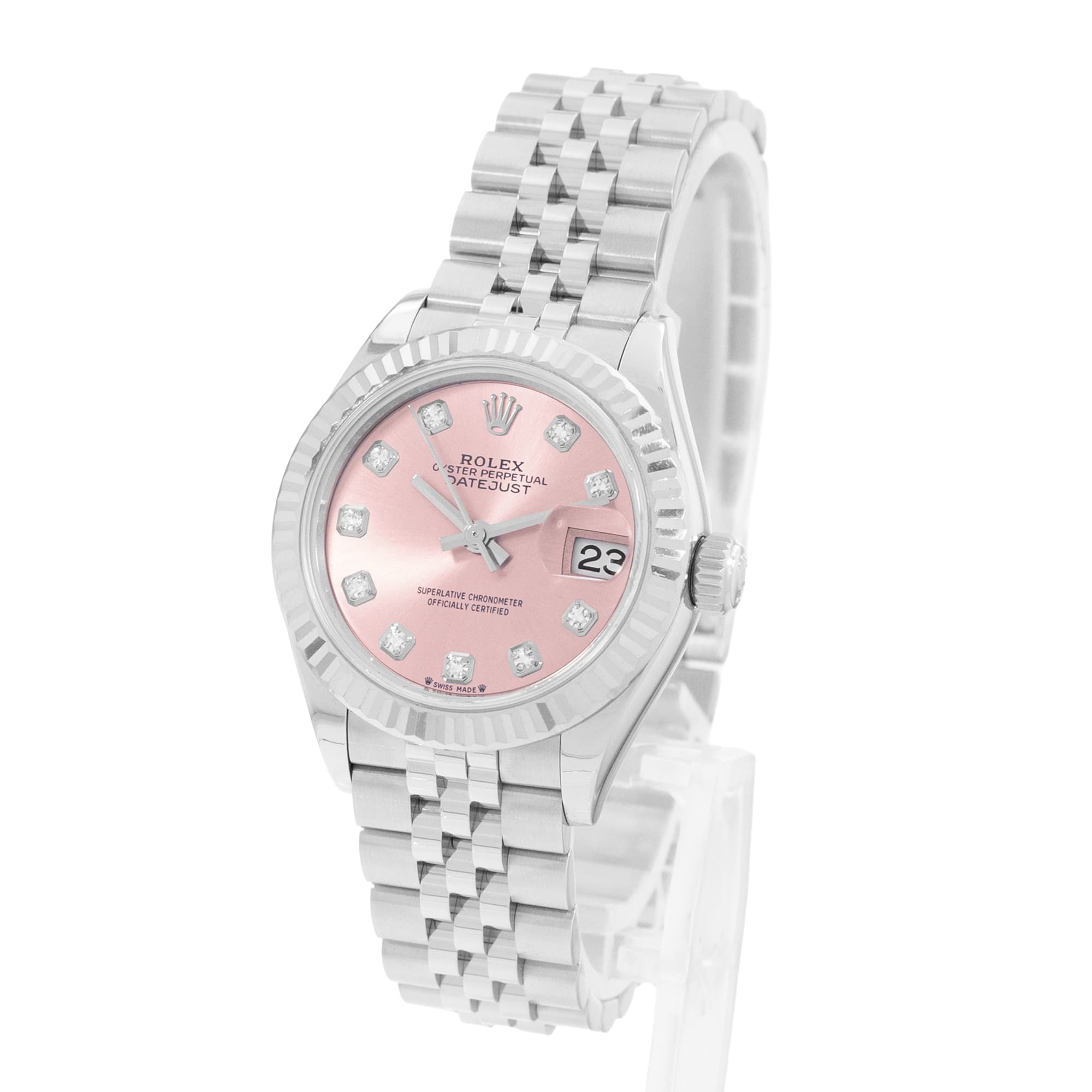 Rolex Datejust 28 279174 Pink Diamonds Steel Jubilee Automatic Ladies Watch Card