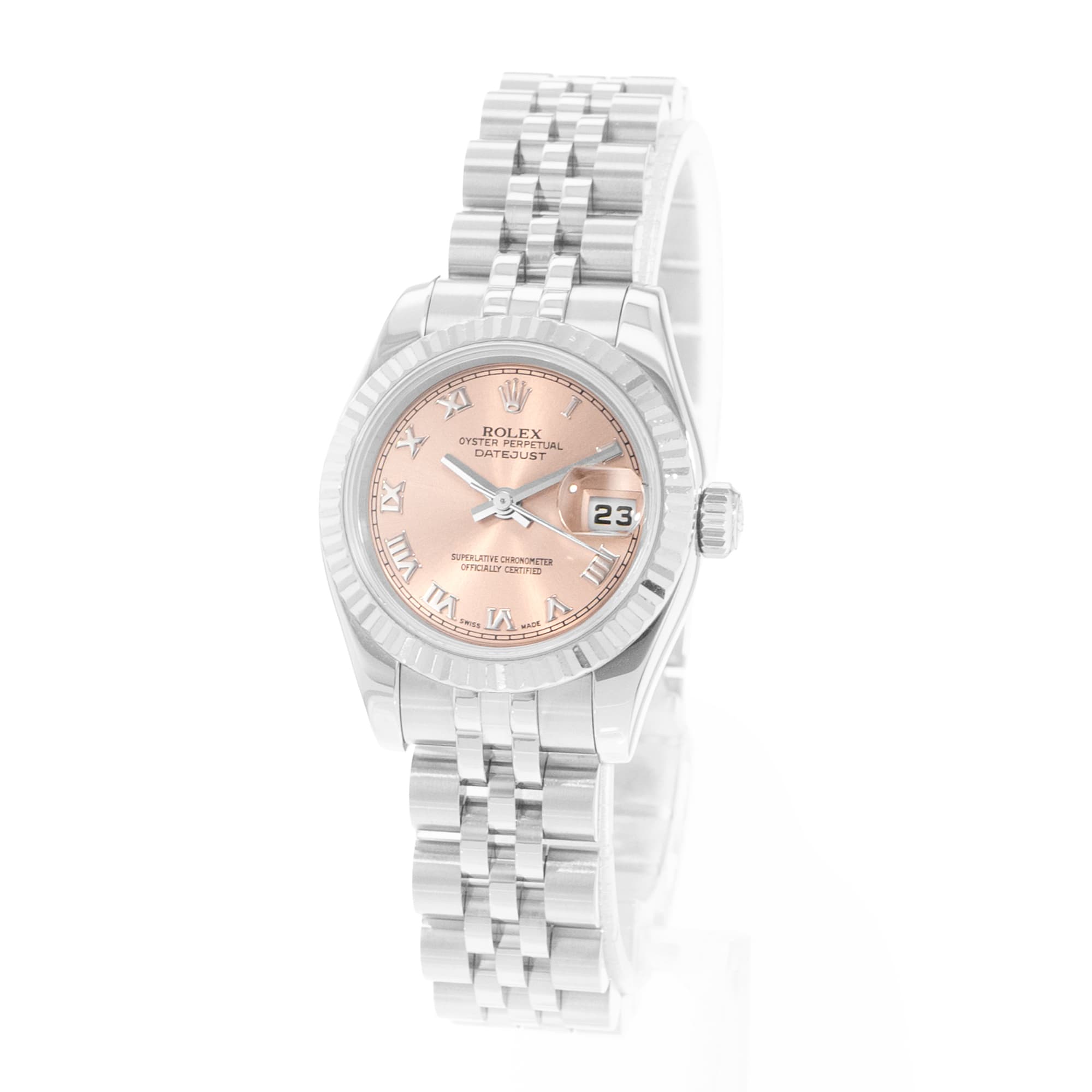 Rolex Datejus 26 179174 Salmon Pink Dial Steel Ladies Watch Papers