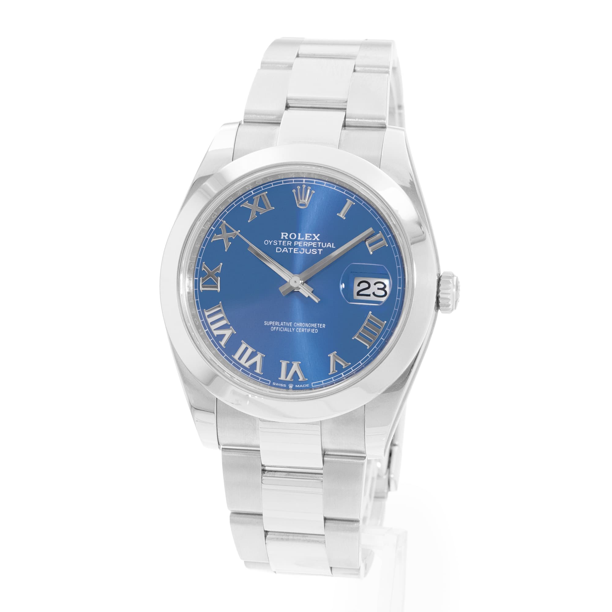 Rolex Datejust 41 126300 Blue Roman Dial Steel Oyster Automatic Mens Watch Card