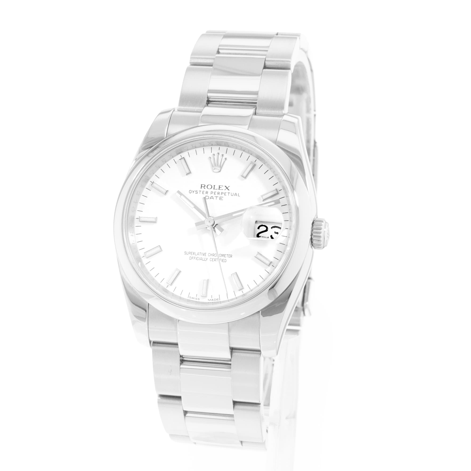 Rolex Oyster Perpetual 34 115200 Silver Dial Steel Automatic Mens Watch Card